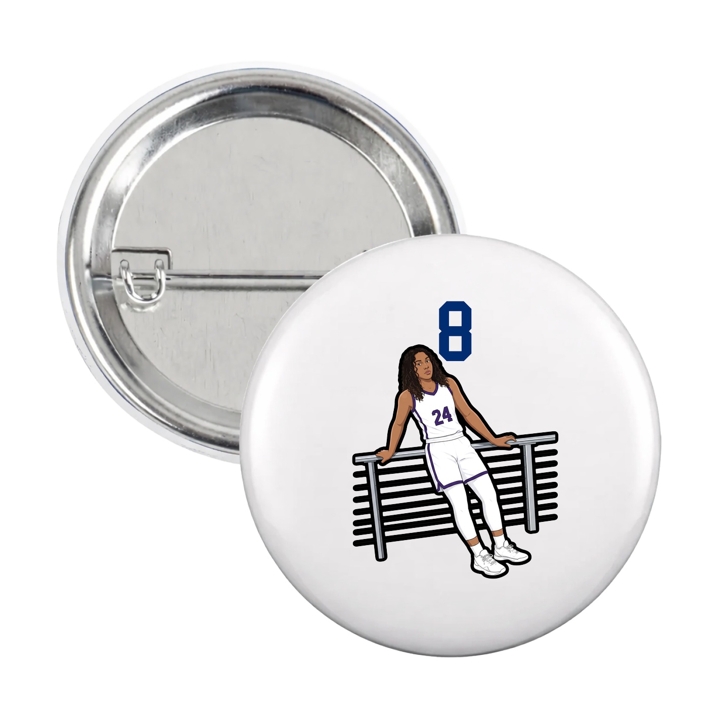 Game Day Button — Number Top in White