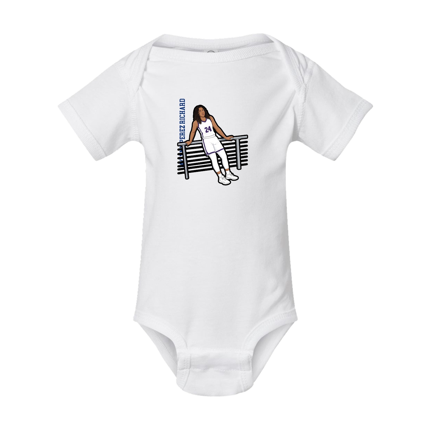 Baby Onesie — Name Vertical in White