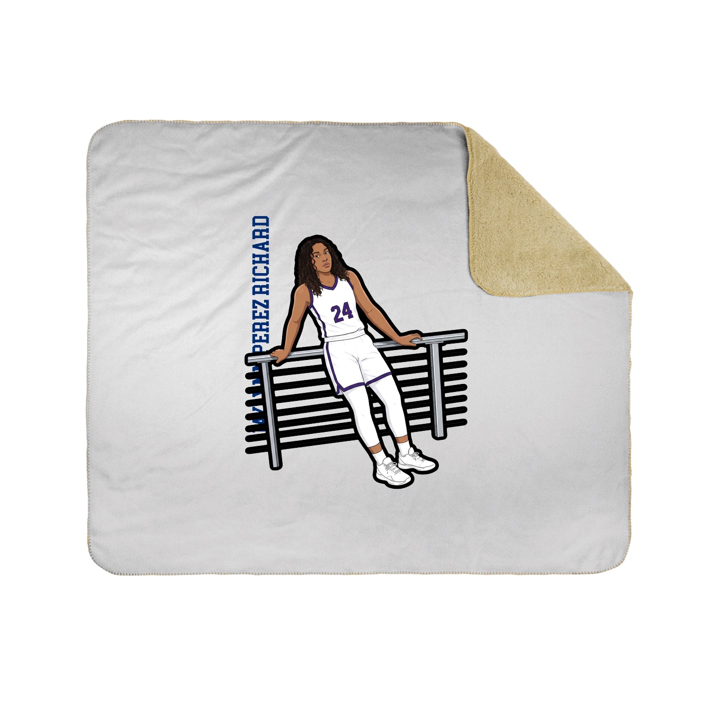 Throw Blanket — Name Vertical in White