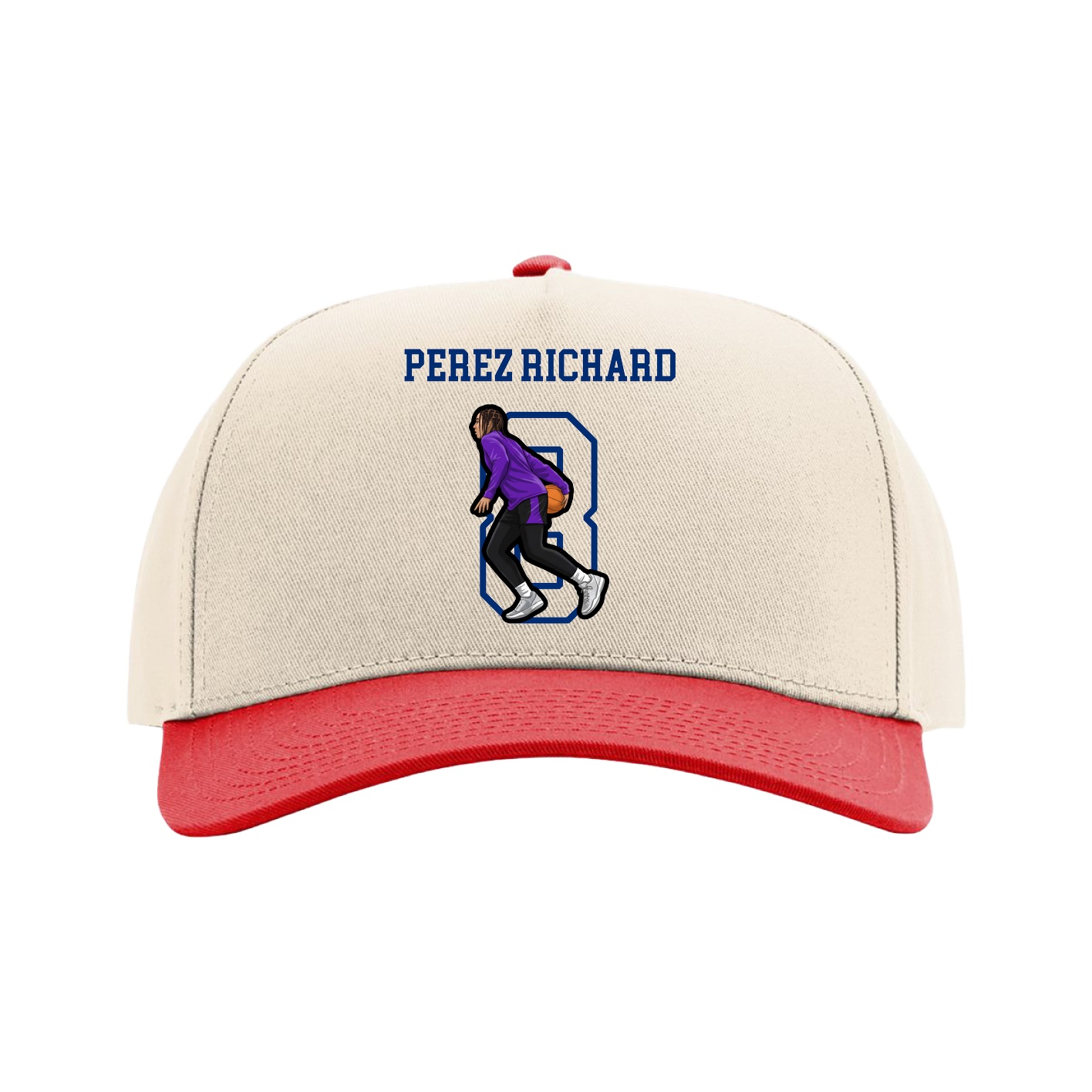 Full Fabric Five-Panel Champ Cap — Shirsey in Cream/Red