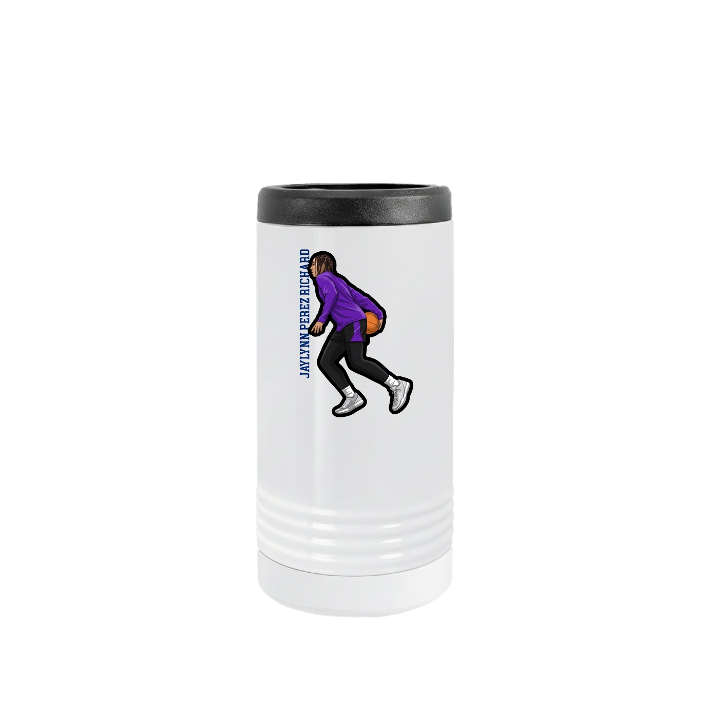 Slim Beverage Holder — Name Vertical in White