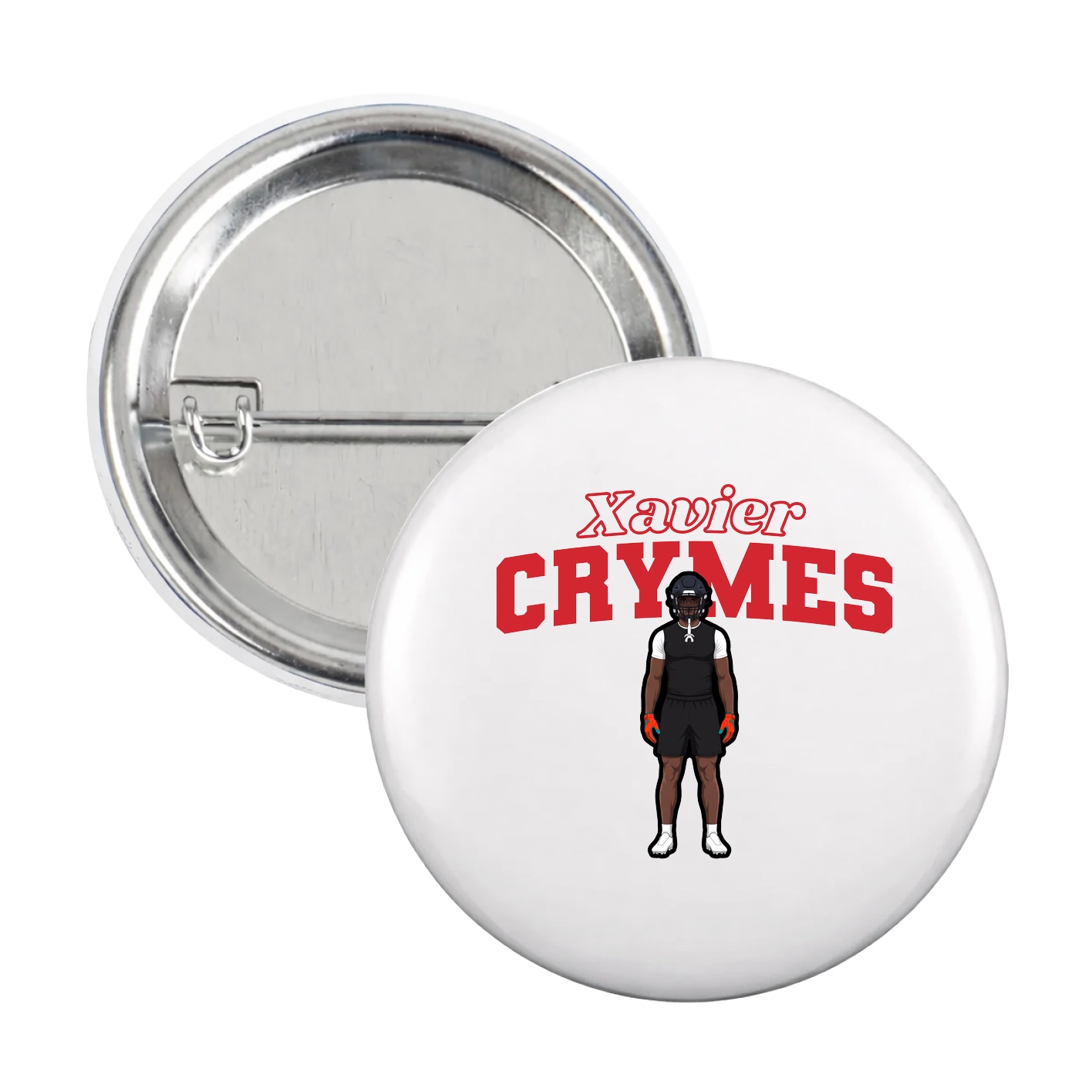 Game Day Button — Name Arch in White