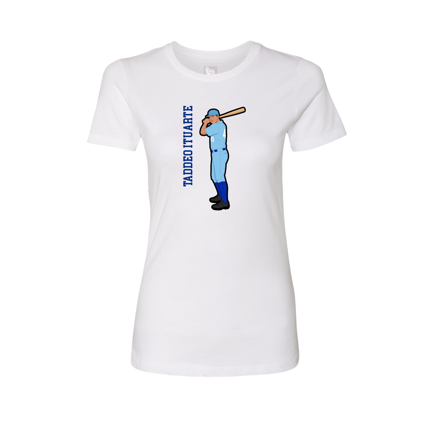 Fitted Women's Tee — Name Vertical in White