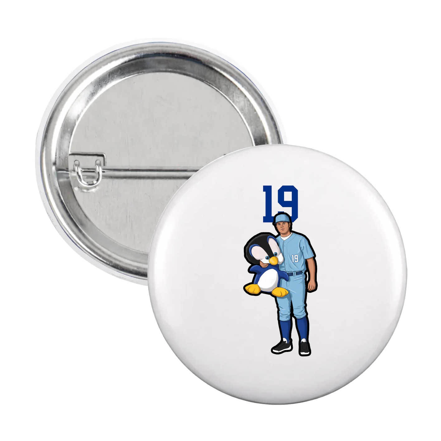Game Day Button — Number Top in White