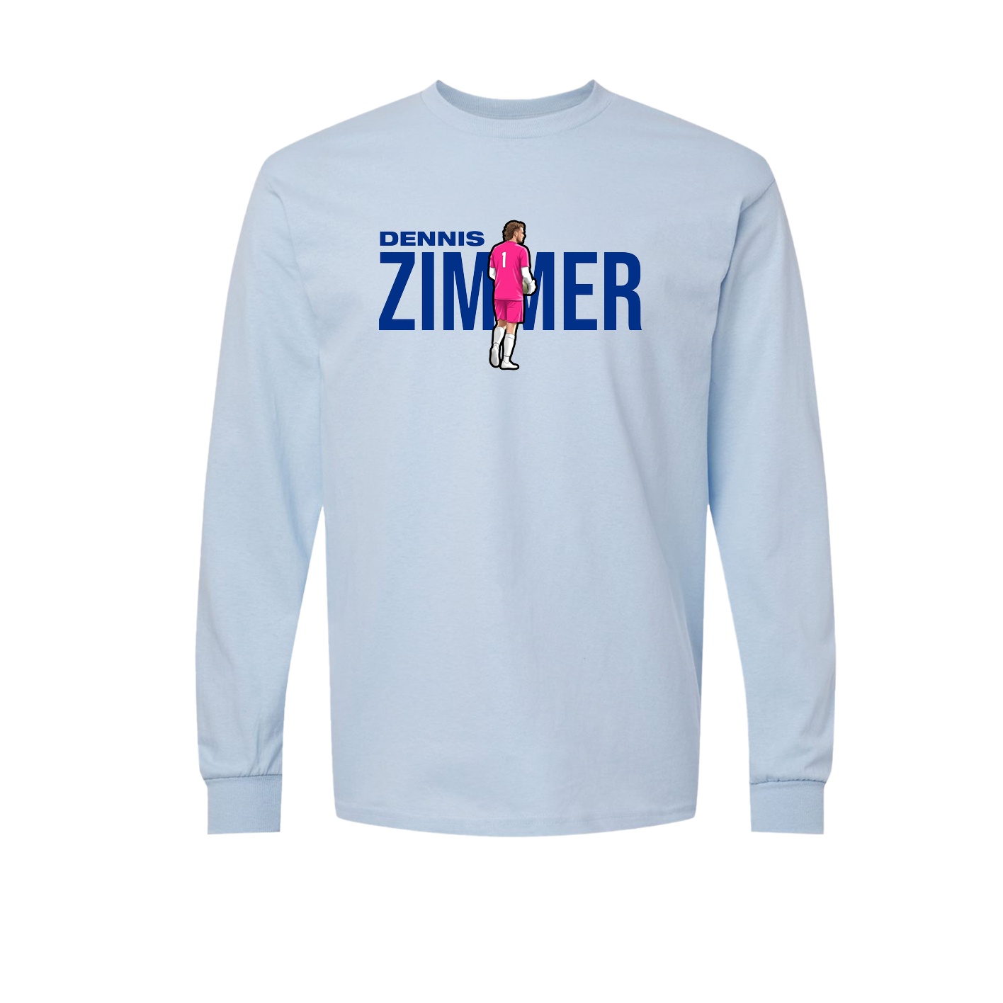 Long Sleeve Tee — Player Name in Light Blue