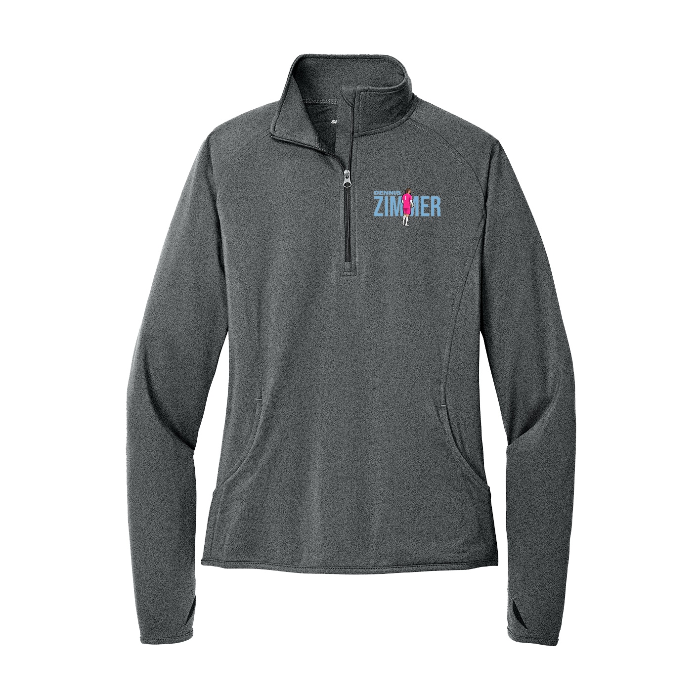 Women's Q-Zip Pullover — Player Name in Grey