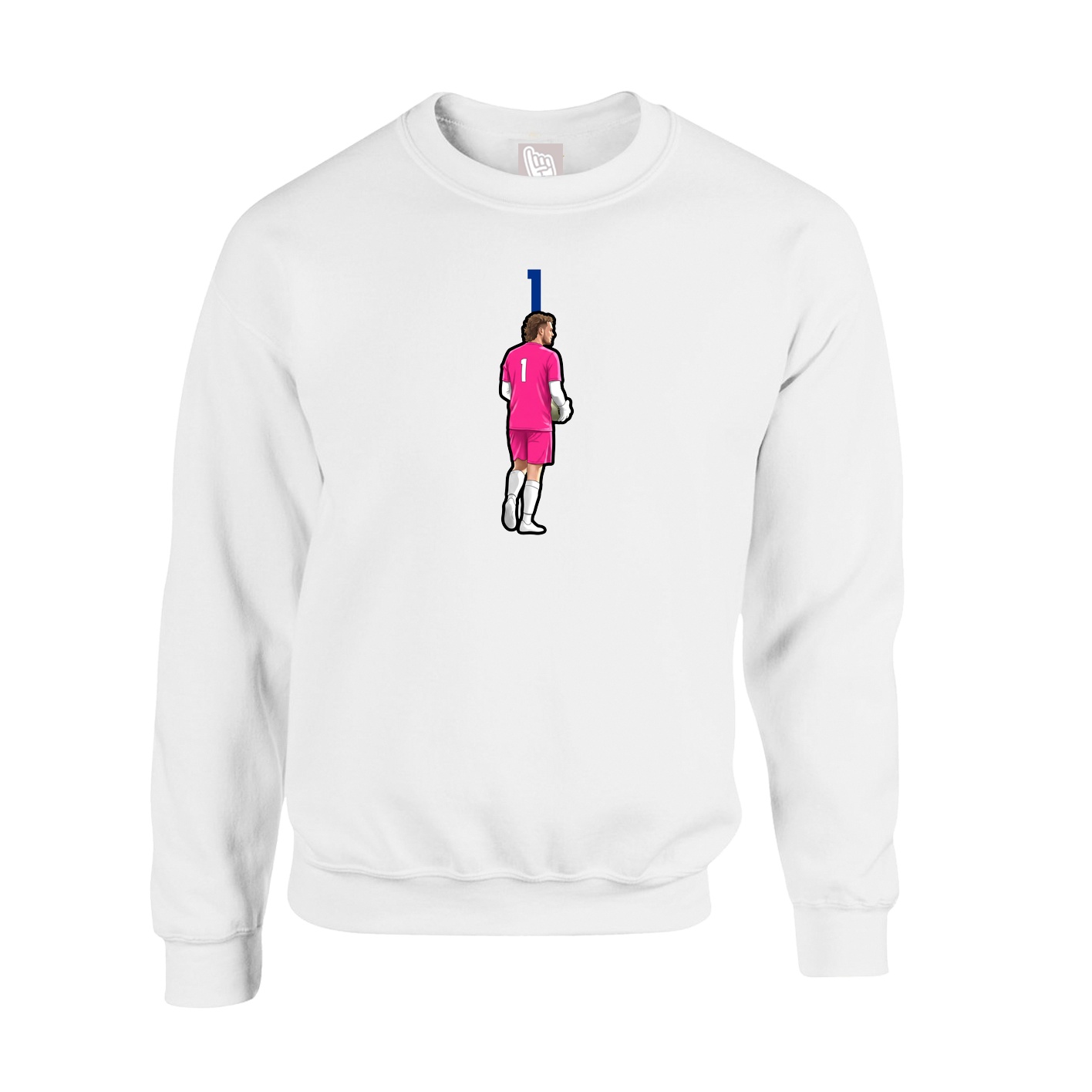 Fleece Crew — Number Top in White
