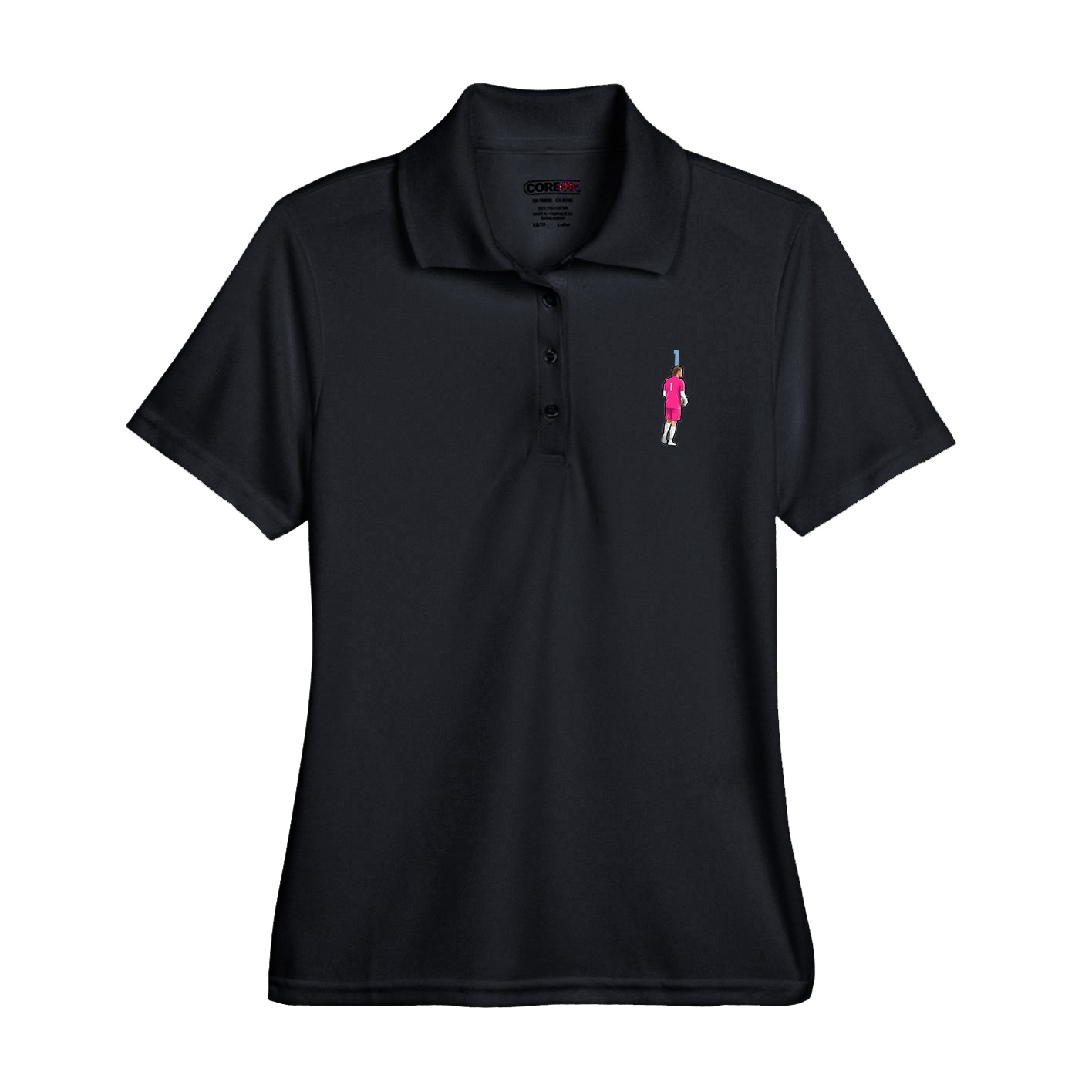 Womens Performance Polo — Number Top in Black