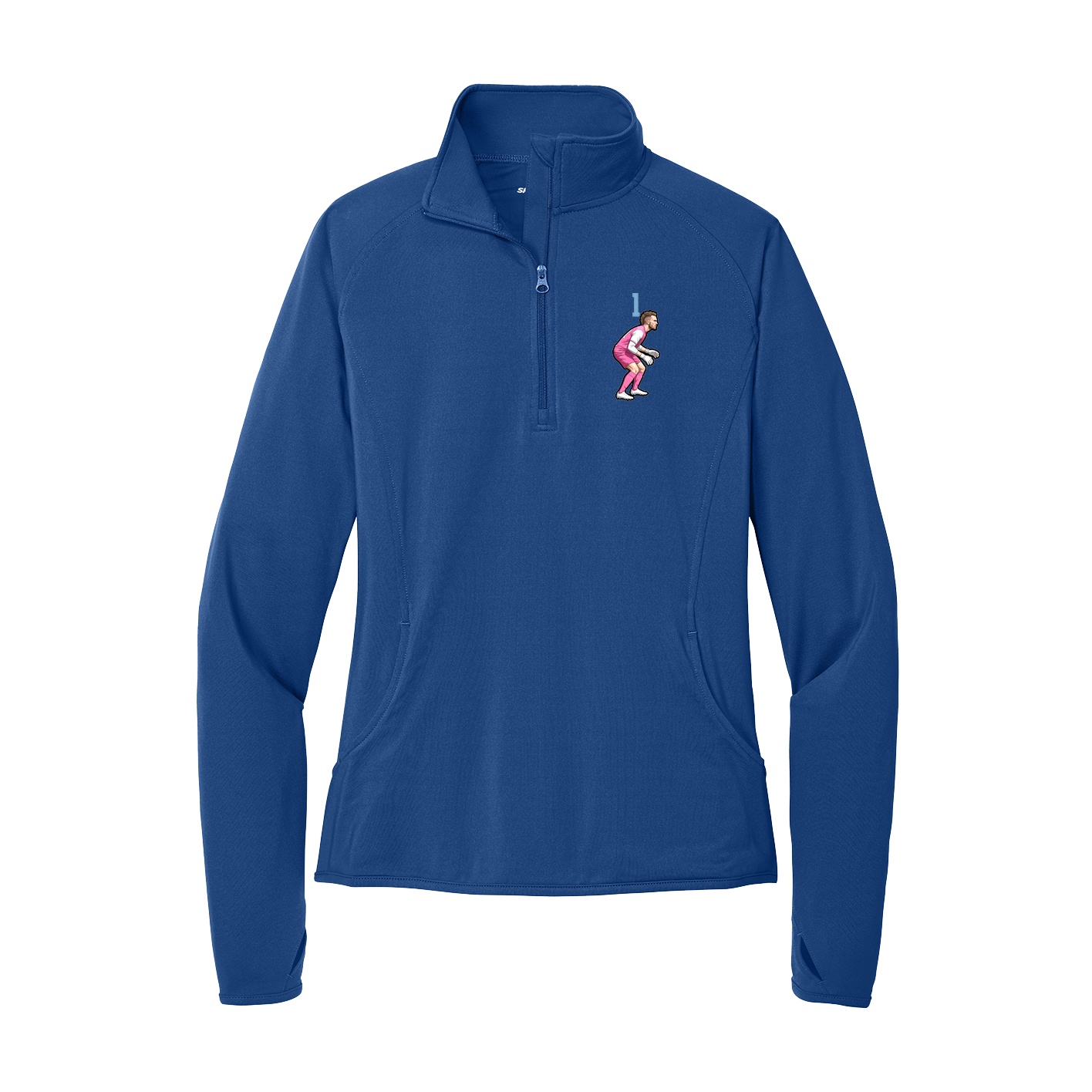 Women's Q-Zip Pullover — Number Top in Royal