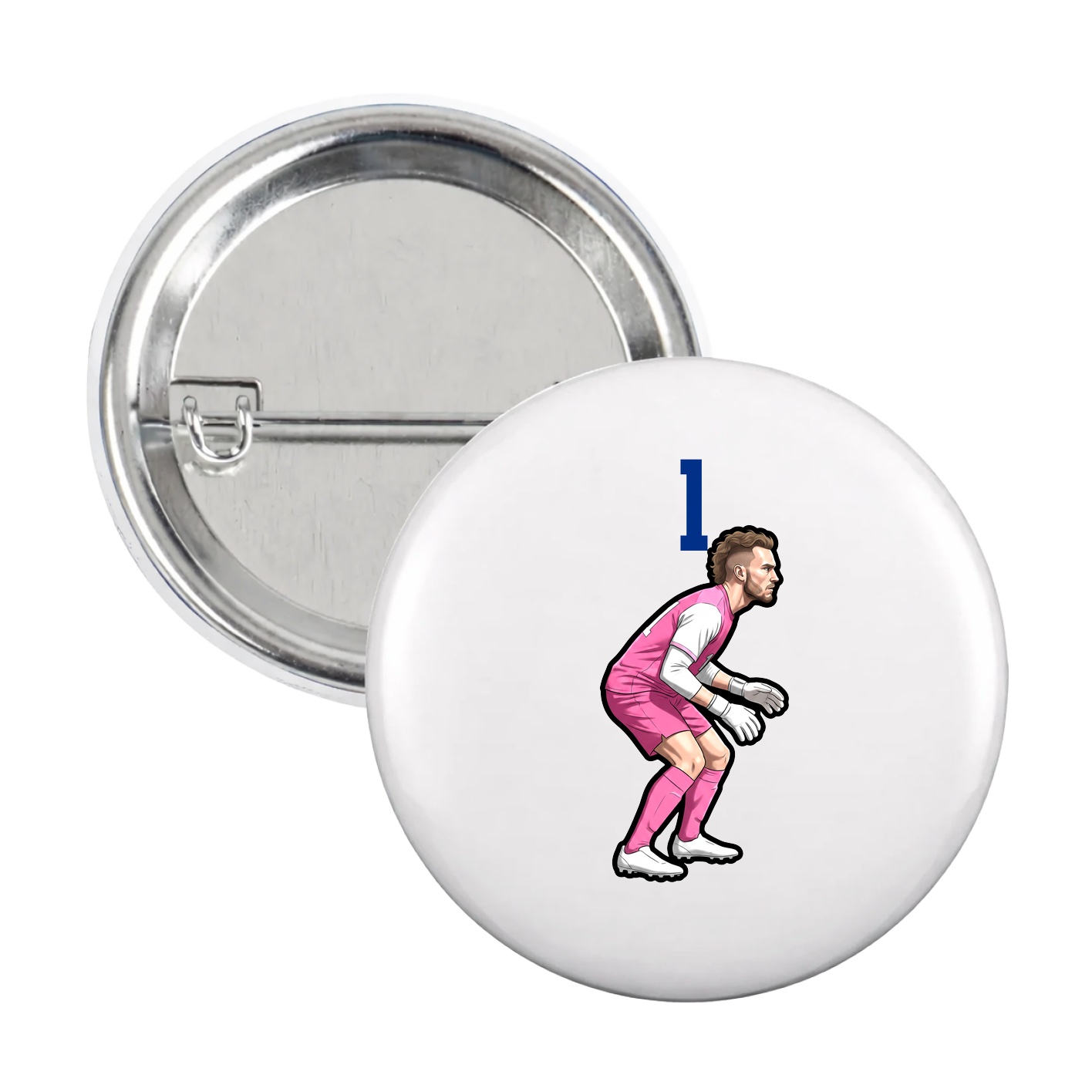 Game Day Button — Number Top in White