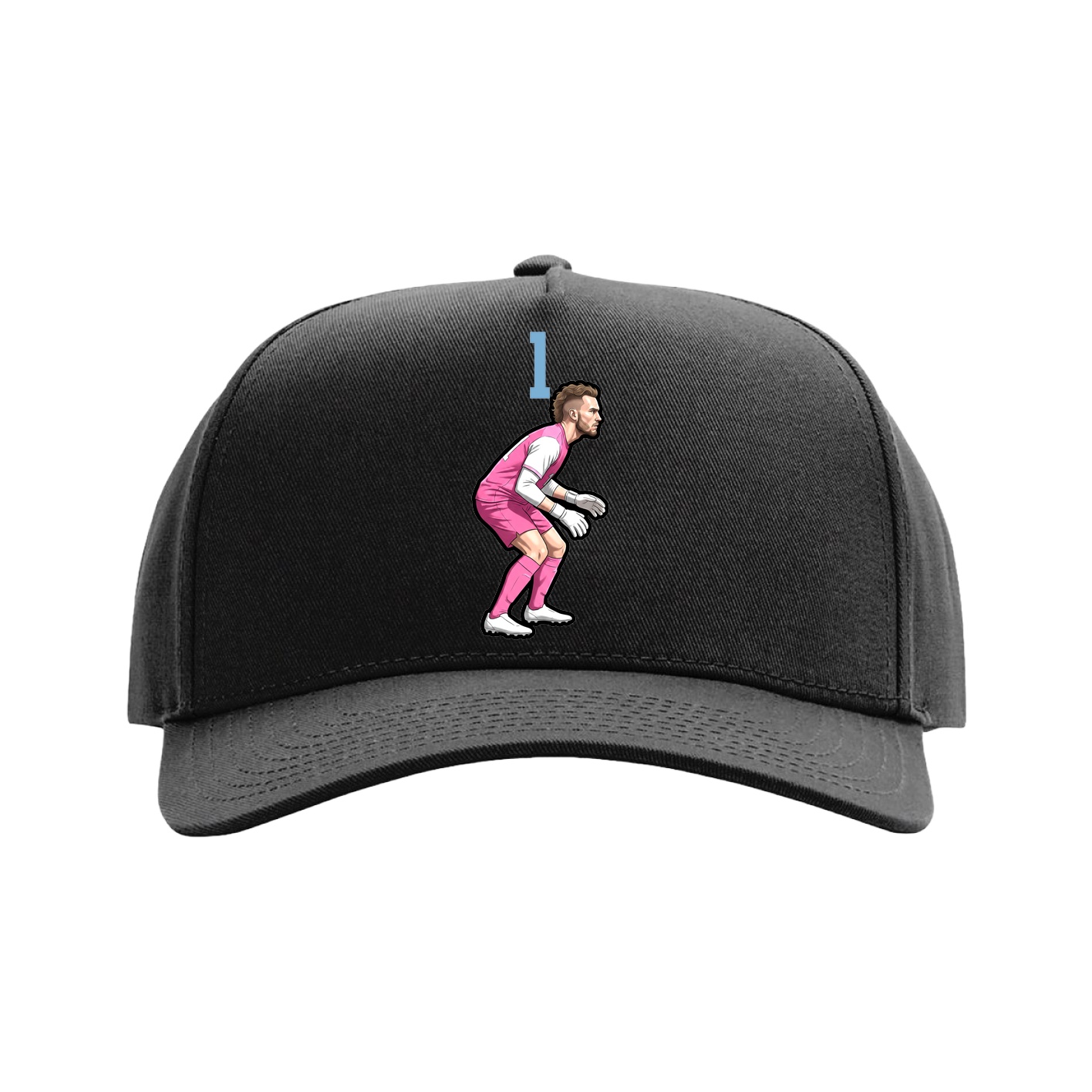 Full Fabric Five-Panel Champ Cap — Number Top in Black