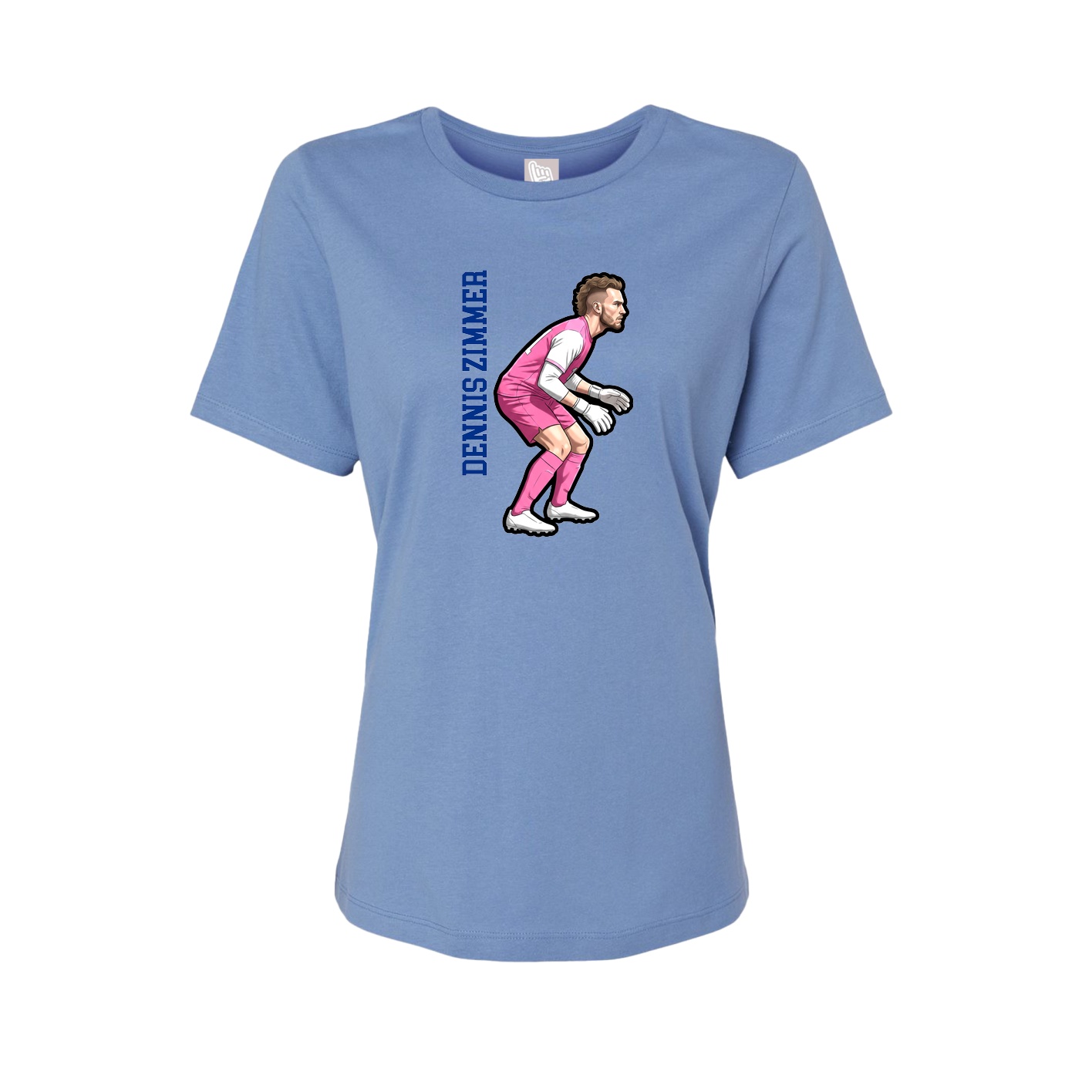 Fitted Women's Tee — Name Vertical in Powder Blue