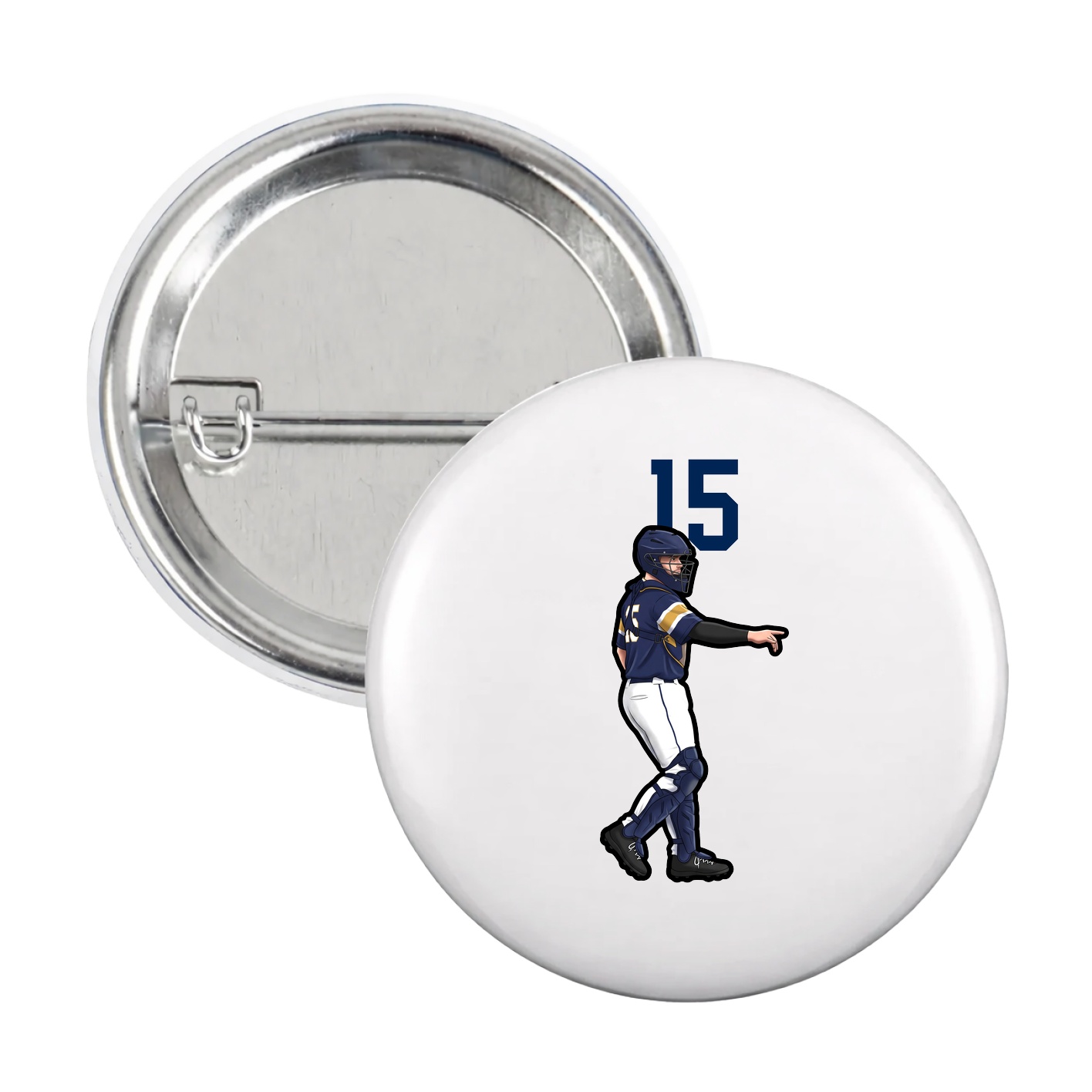 Game Day Button — Number Top in White