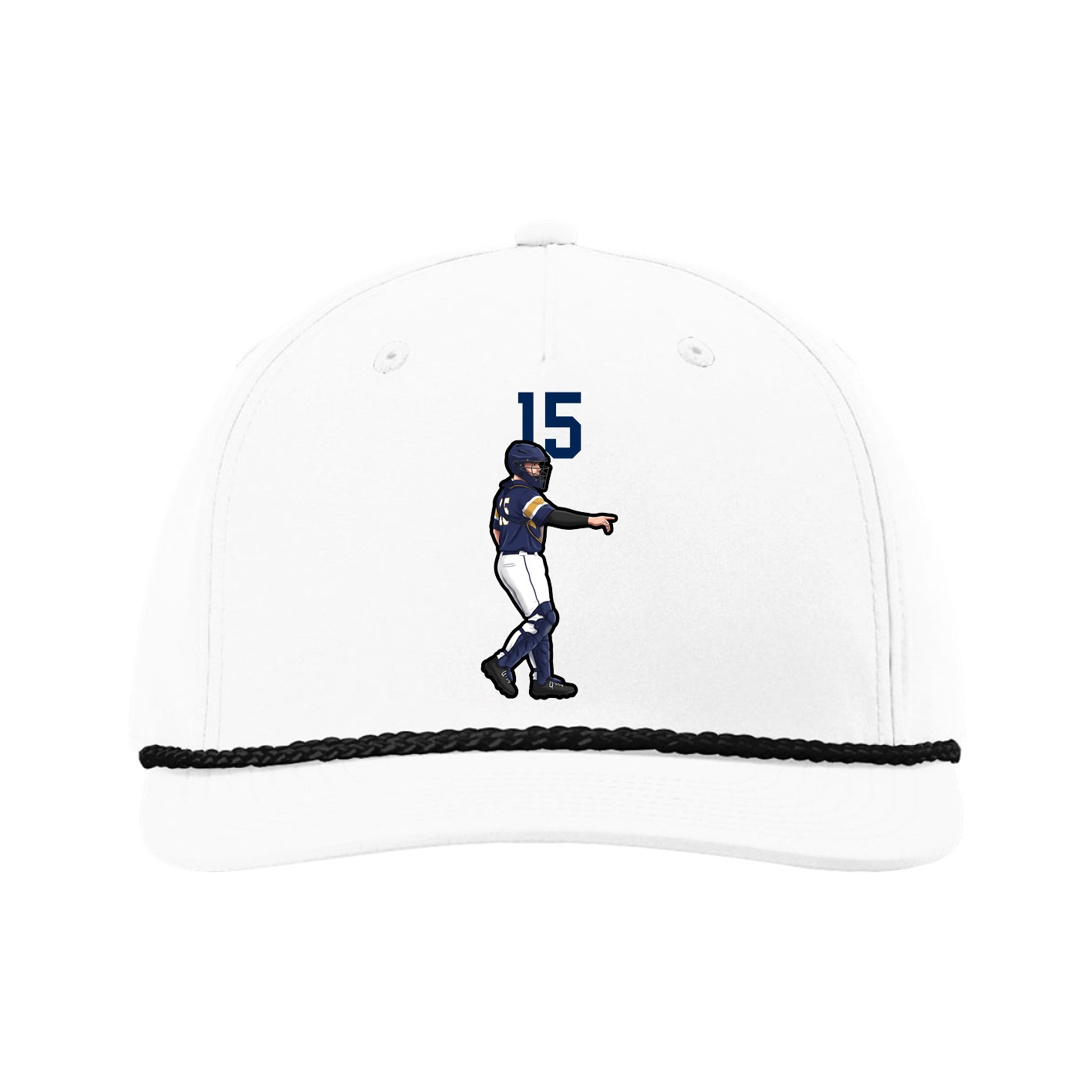 Five-Panel Classic Rope Cap — Number Top in White