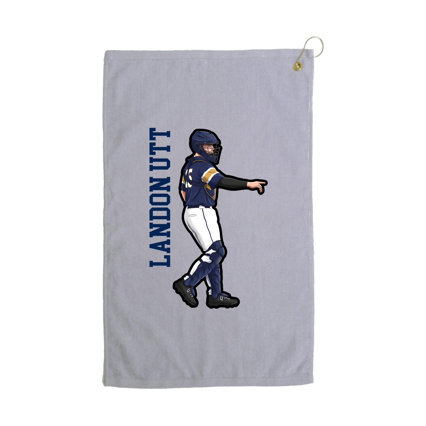 Golf Towel — Name Vertical in Grey