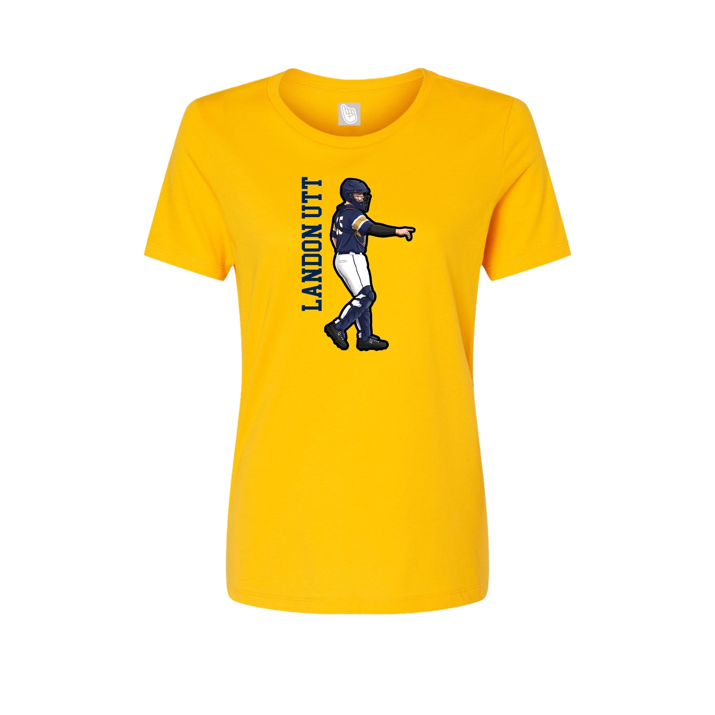 Fitted Women's Tee — Name Vertical in Gold