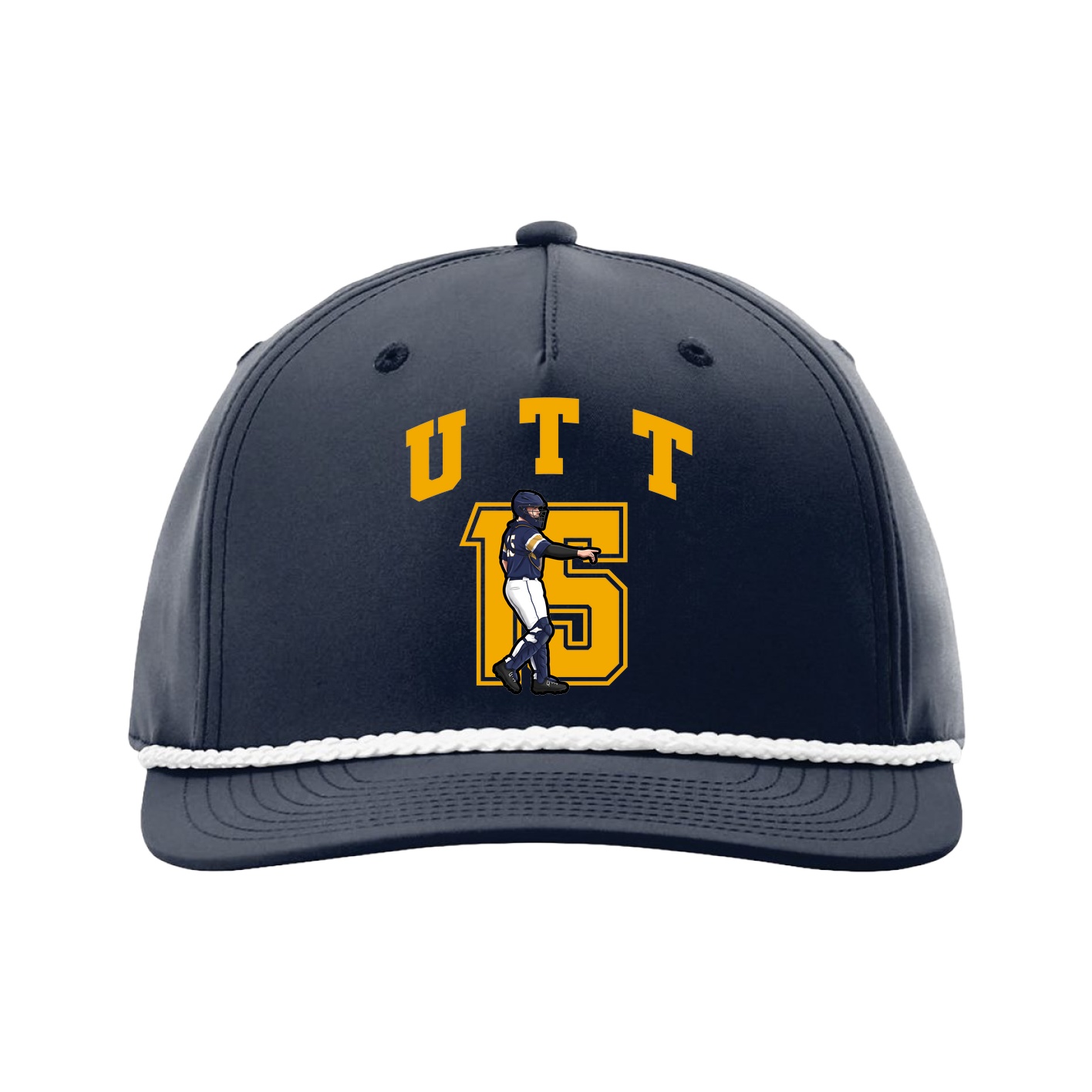 Five-Panel Classic Rope Cap — Number in Navy