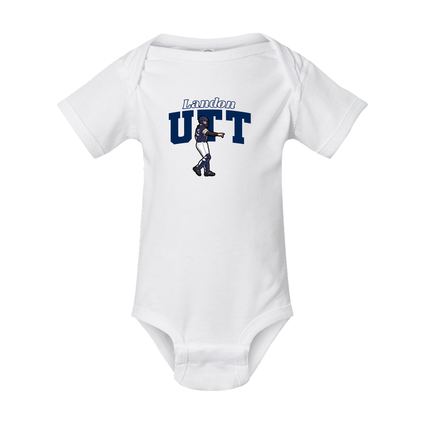 Baby Onesie — Name Arch in White