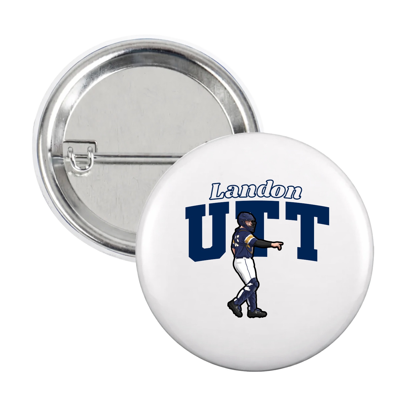 Game Day Button — Name Arch in White