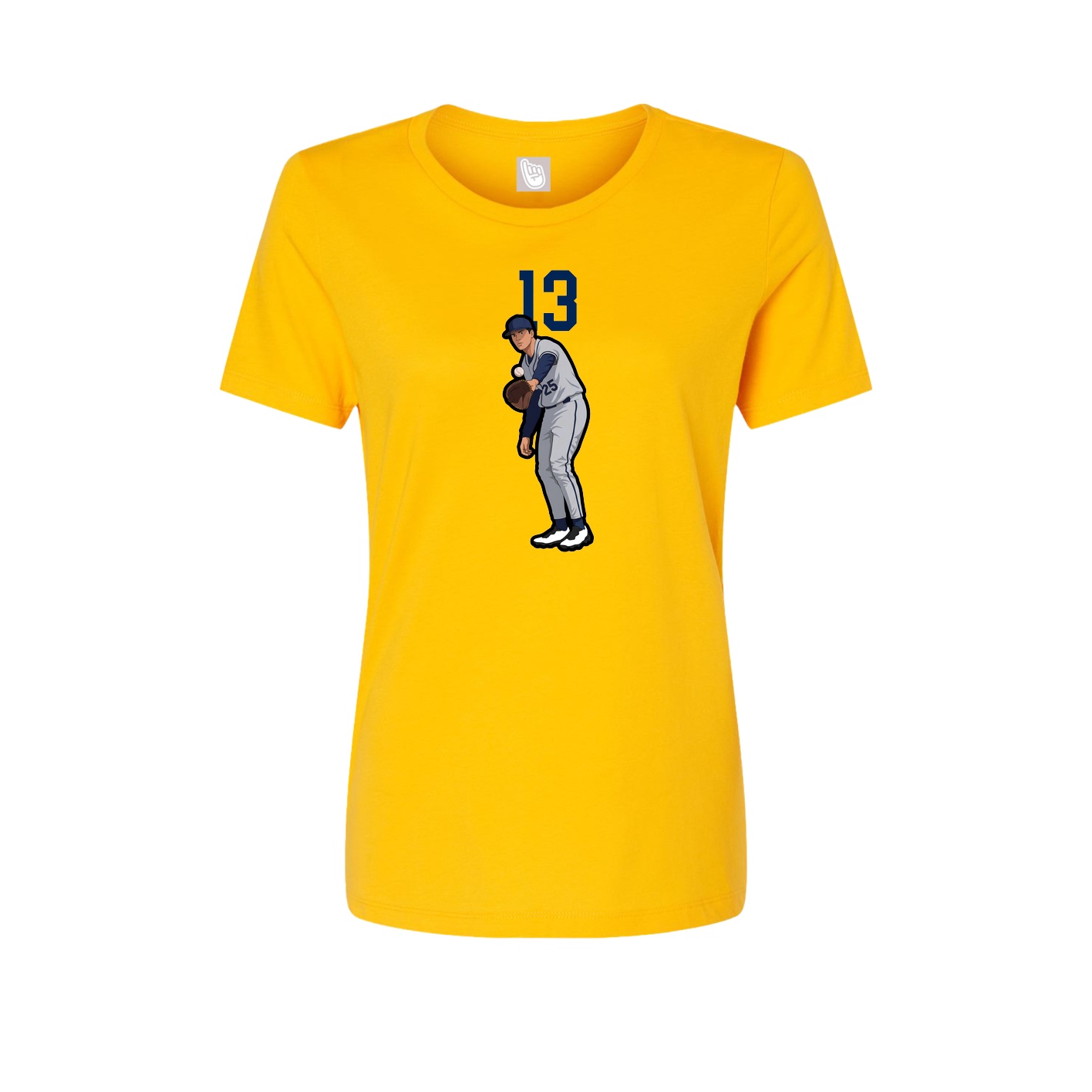 Fitted Women's Tee — Number Top in Gold