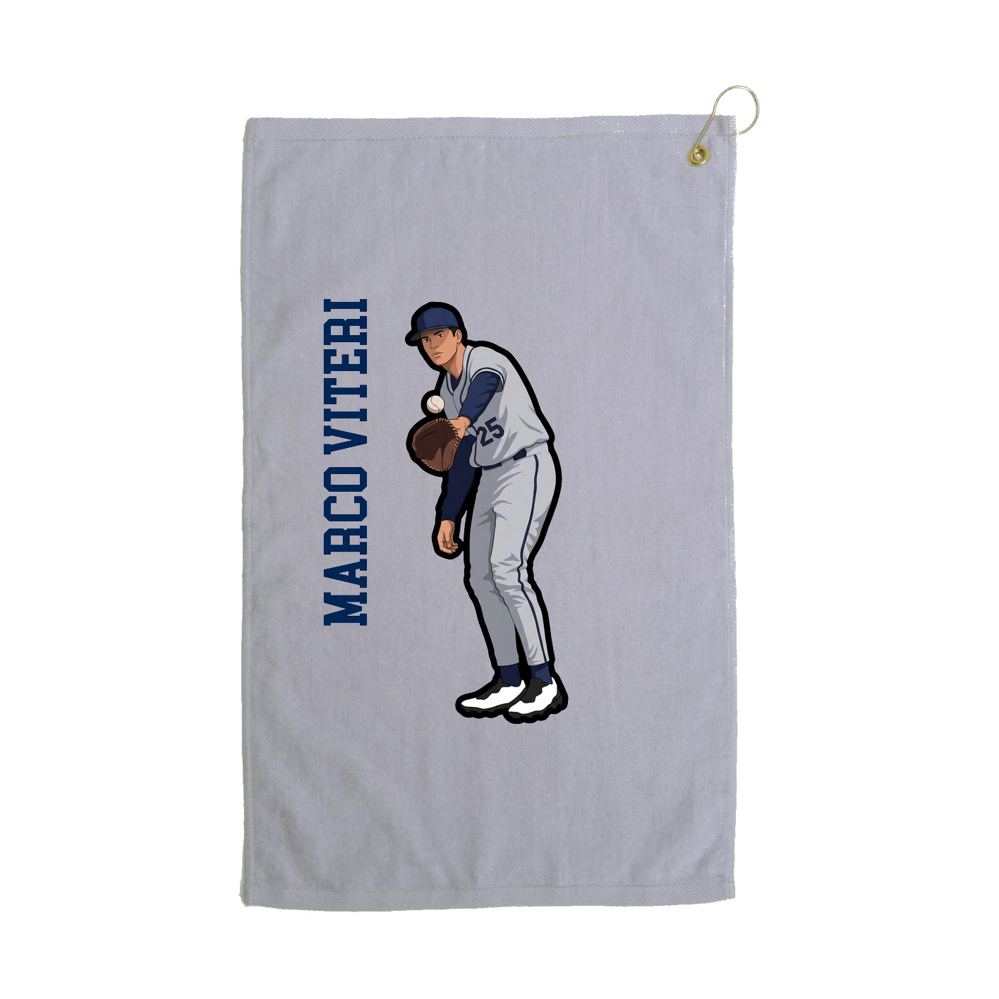 Golf Towel — Name Vertical in Grey