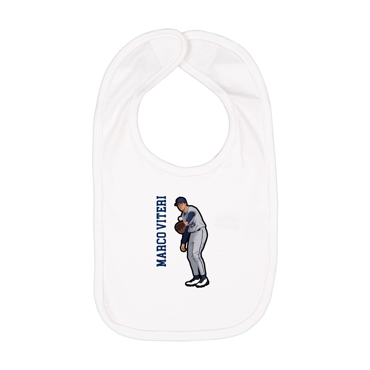 Infant Bib — Name Vertical in White