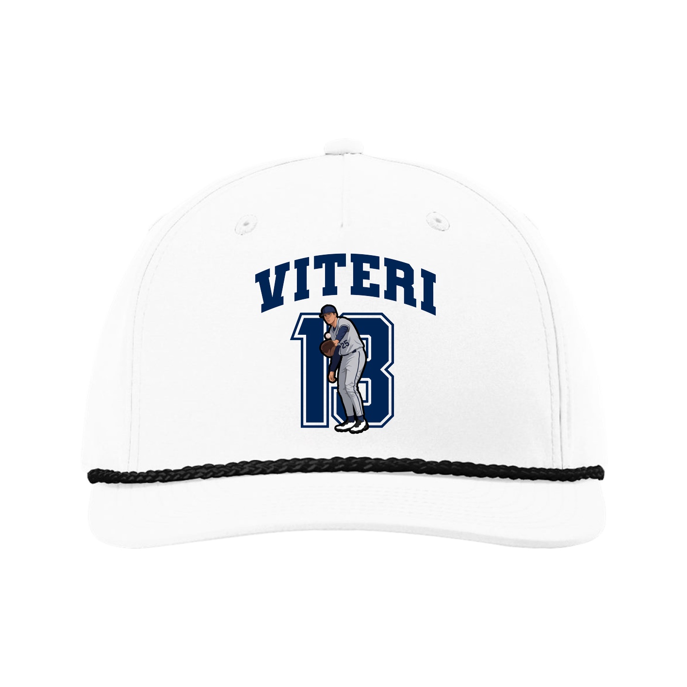 Five-Panel Classic Rope Cap — Number in White