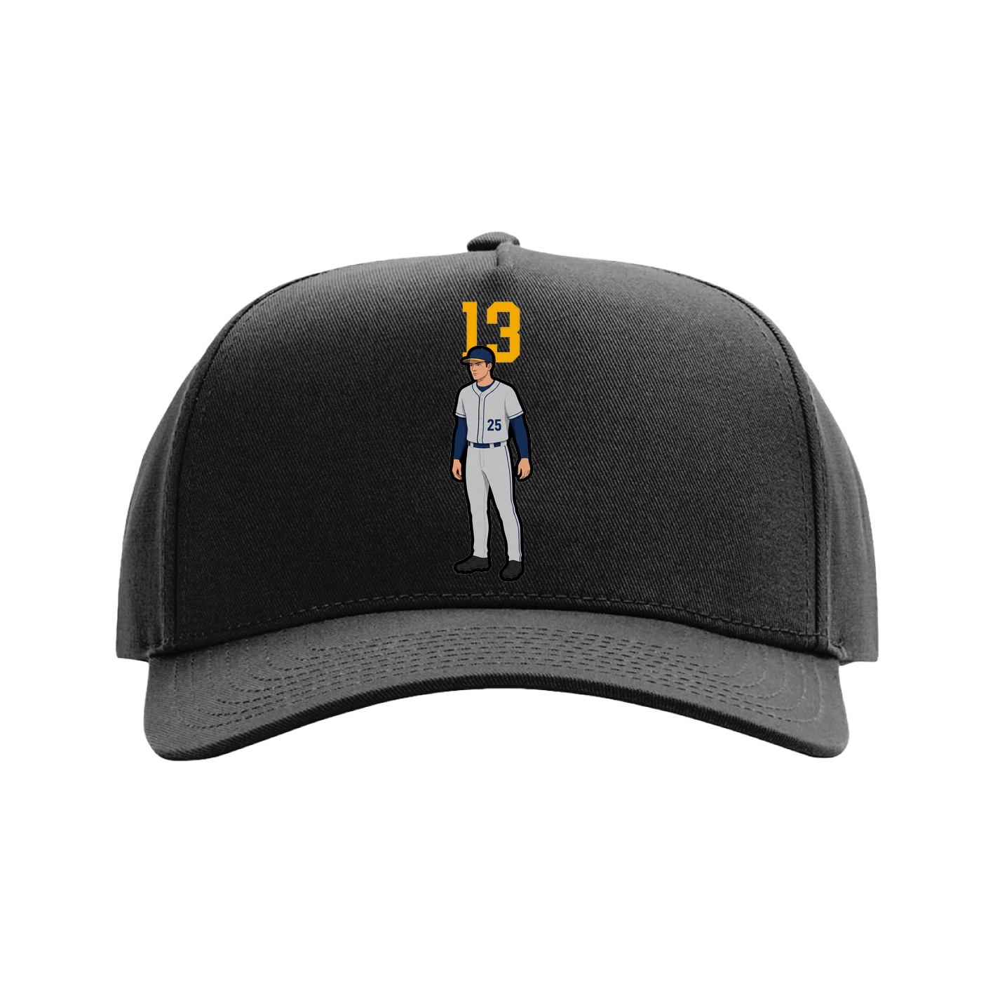 Full Fabric Five-Panel Champ Cap — Number Top in Black
