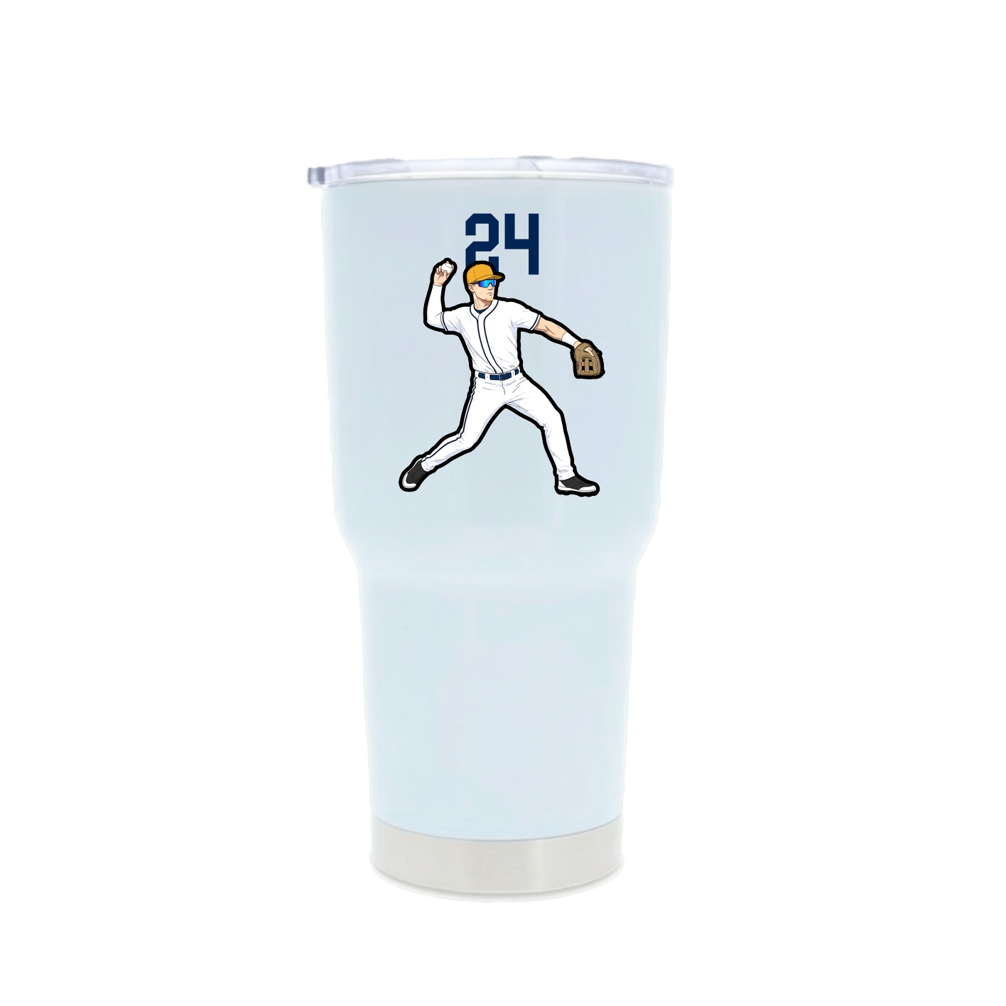 30oz Stainless Steel Tumbler — Number Top in White