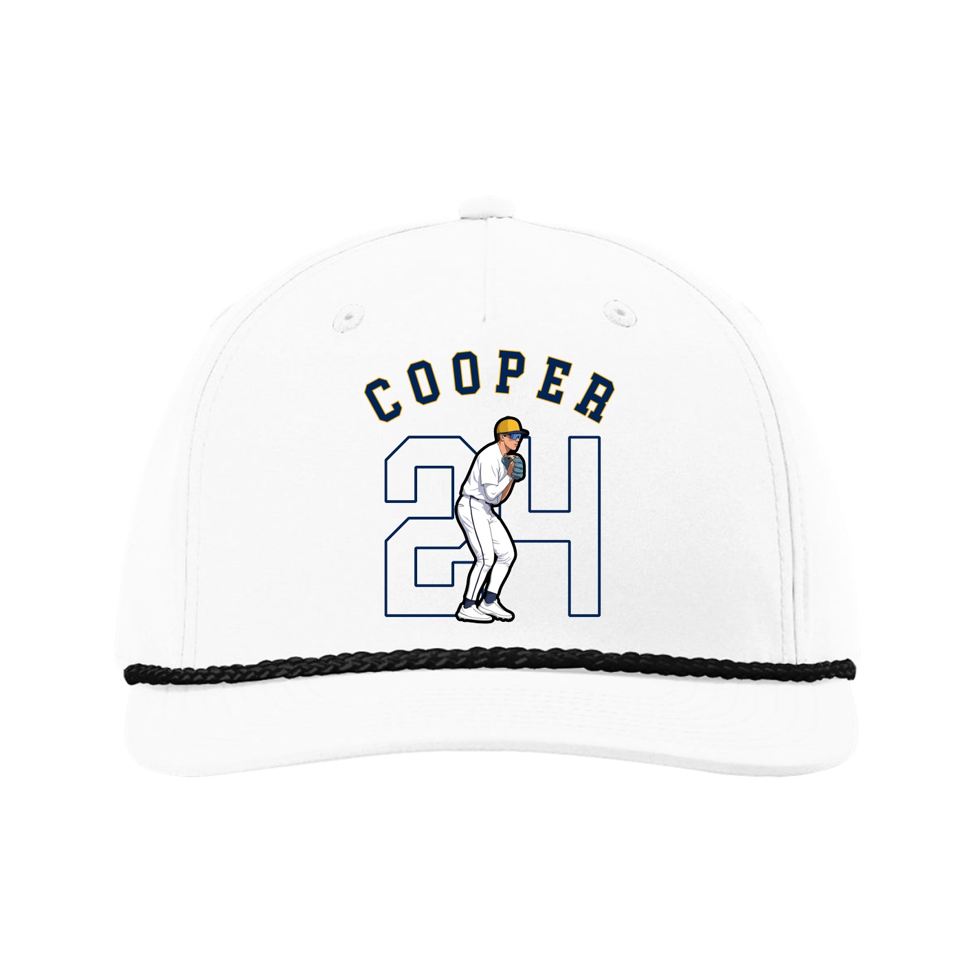 Five-Panel Classic Rope Cap — Shirsey Arch in White