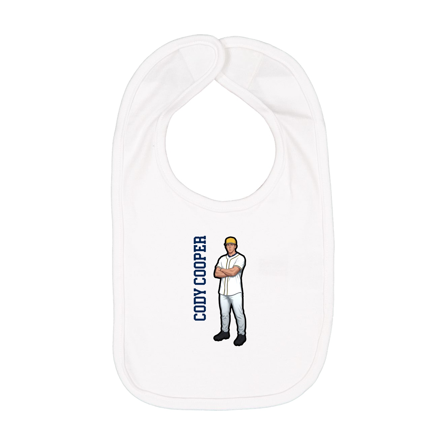 Infant Bib — Name Vertical in White