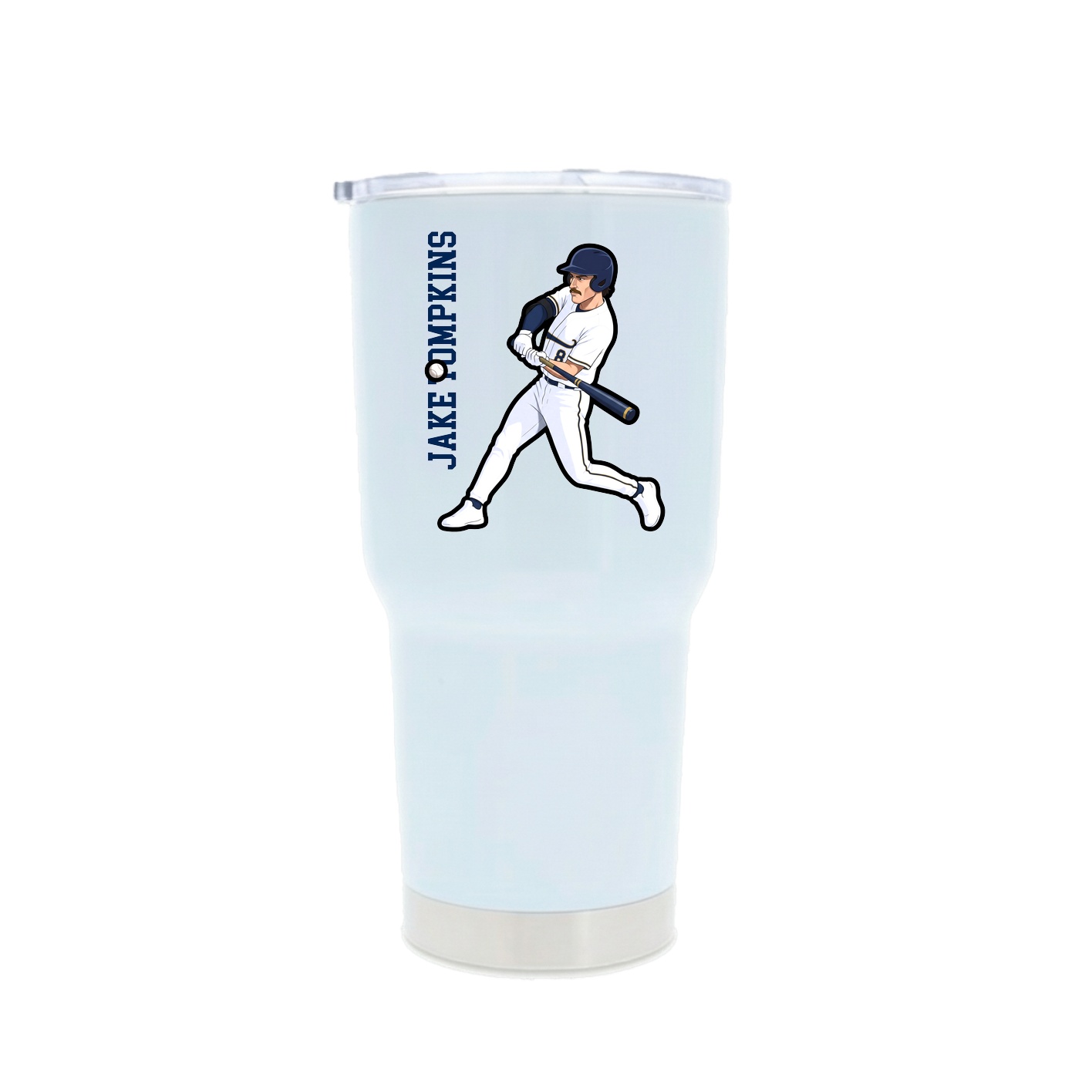 30oz Stainless Steel Tumbler — Name Vertical in White