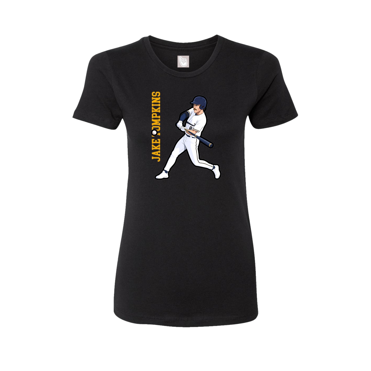 Fitted Women's Tee — Name Vertical in Black
