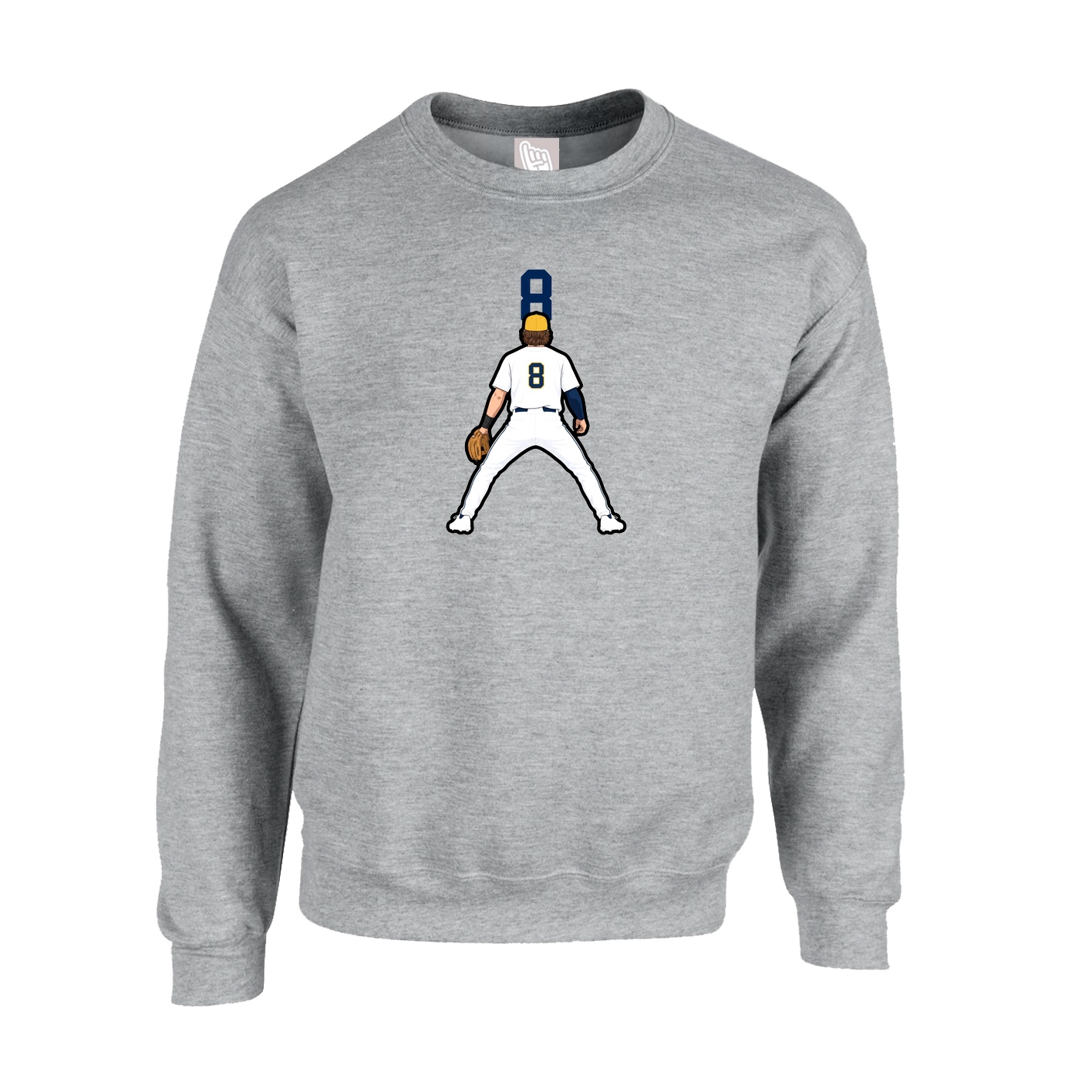 Fleece Crew — Number Top in Grey