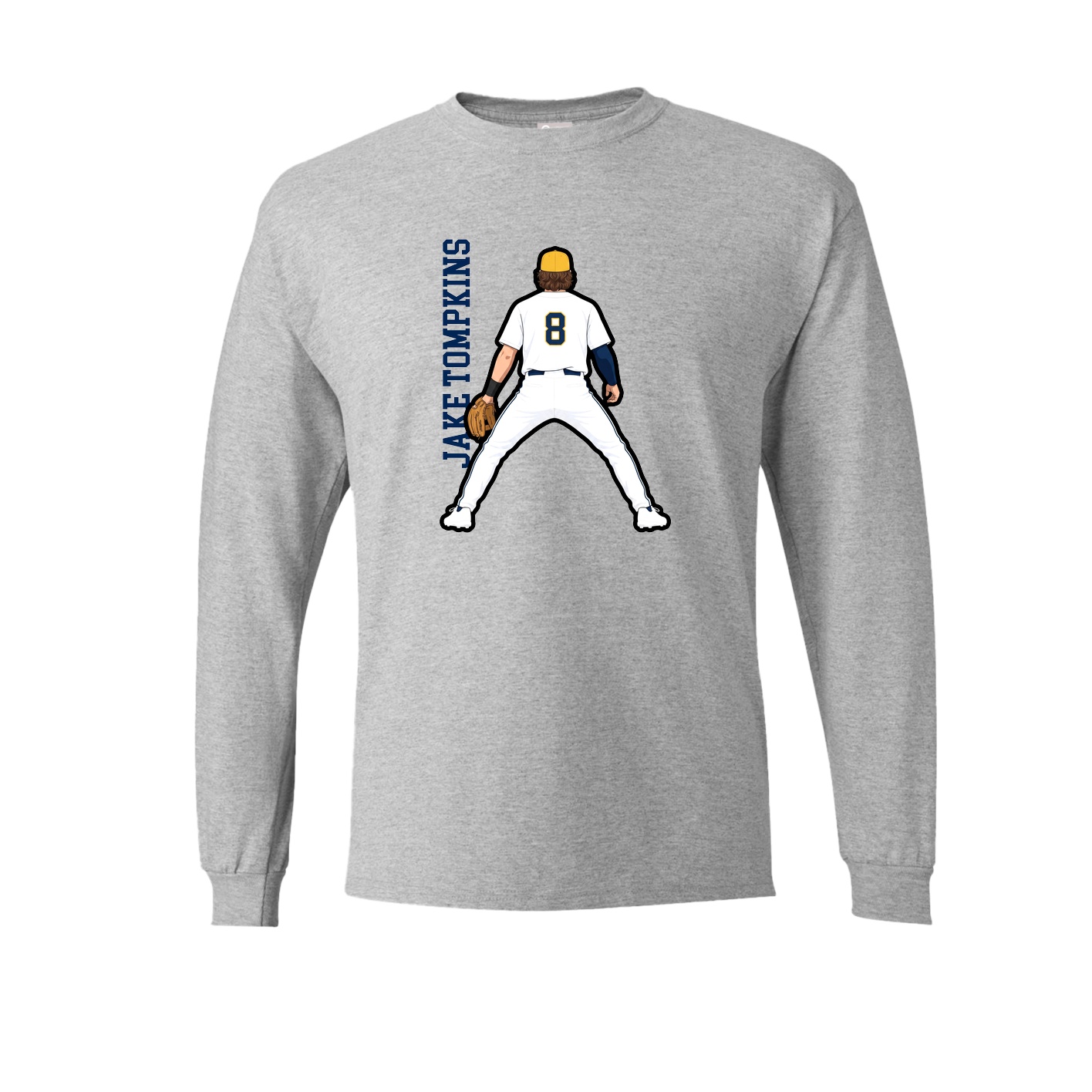 Long Sleeve Tee — Name Vertical in Grey