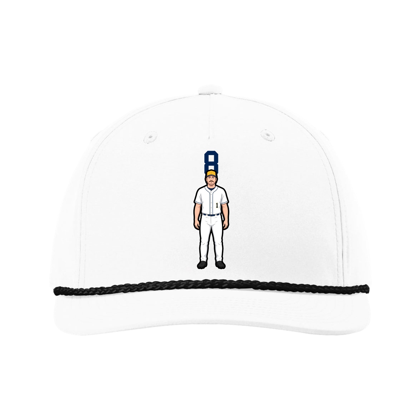 Five-Panel Classic Rope Cap — Number Top in White