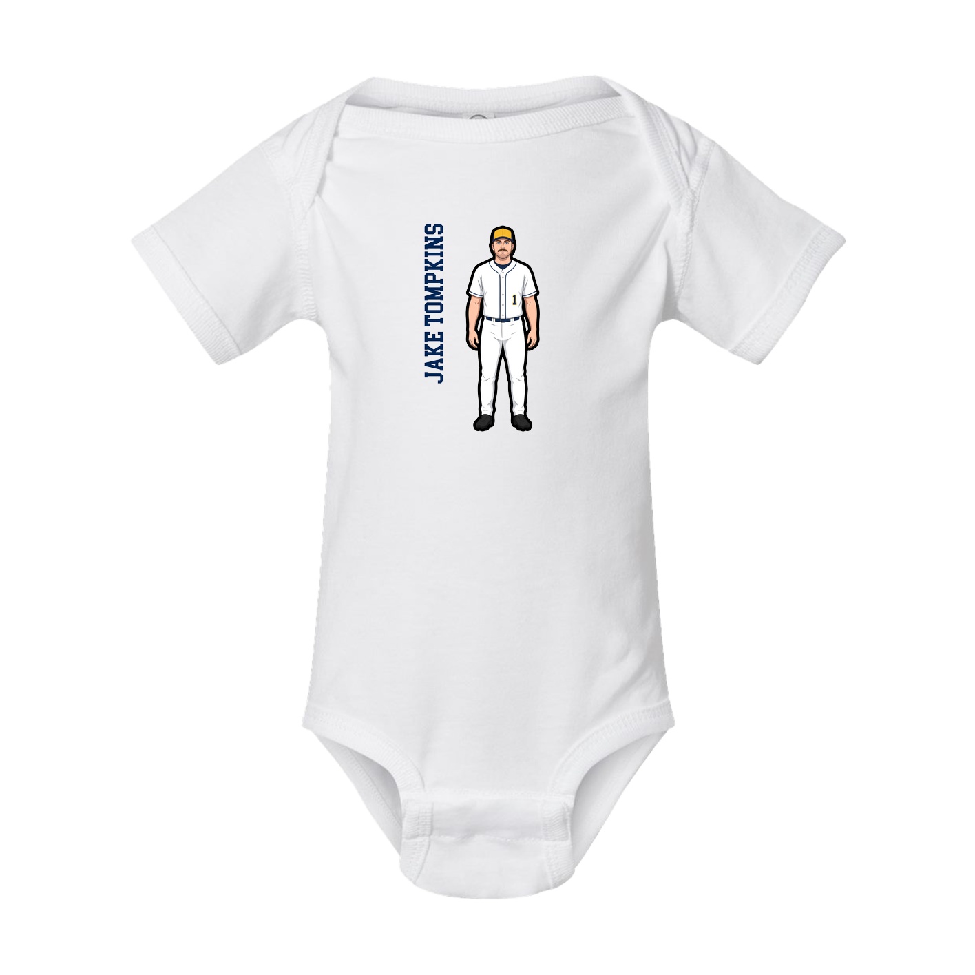 Baby Onesie — Name Vertical in White