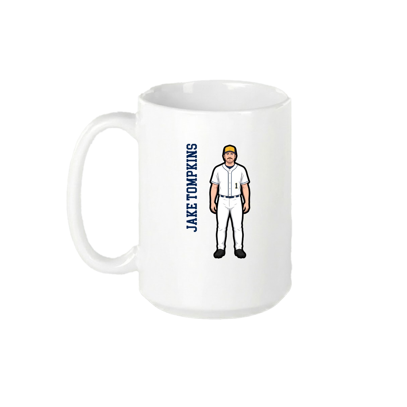 15oz Coffee Mug — Name Vertical in White