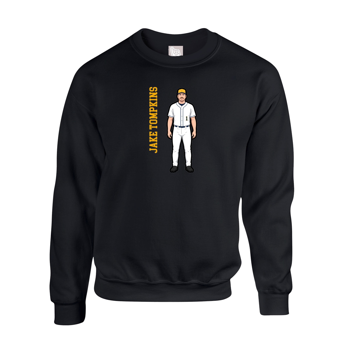 Fleece Crew — Name Vertical in Black