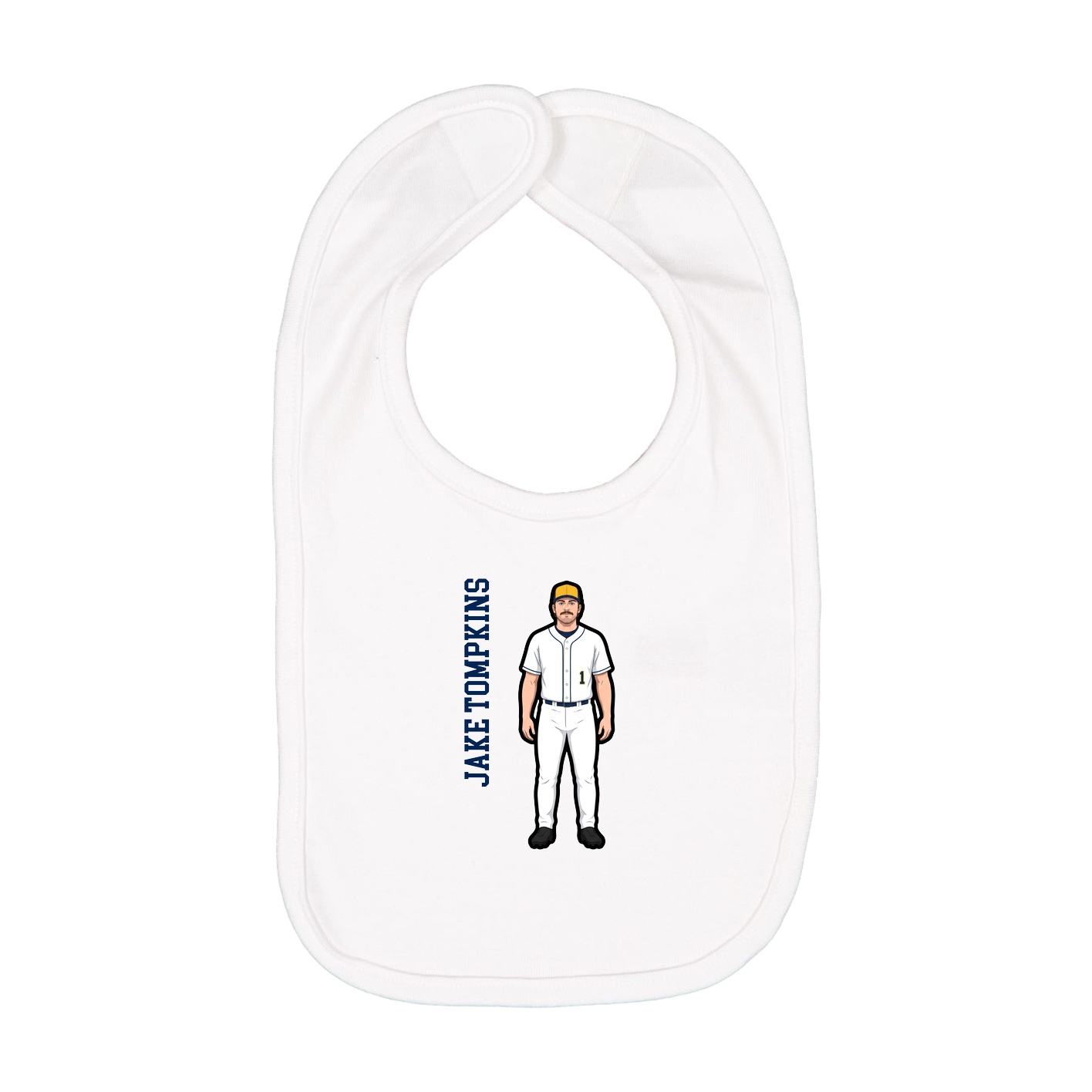 Infant Bib — Name Vertical in White