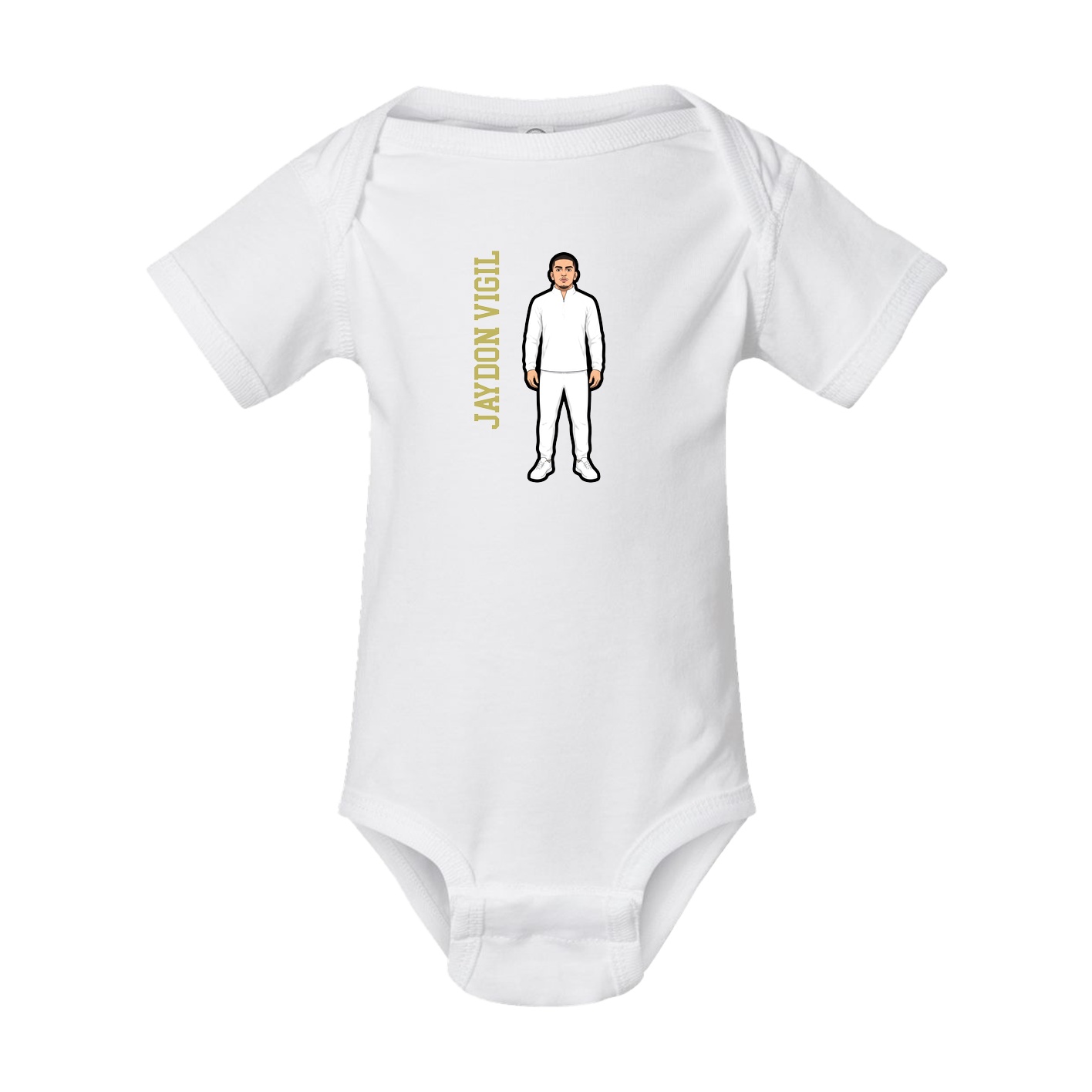 Baby Onesie — Name Vertical in White