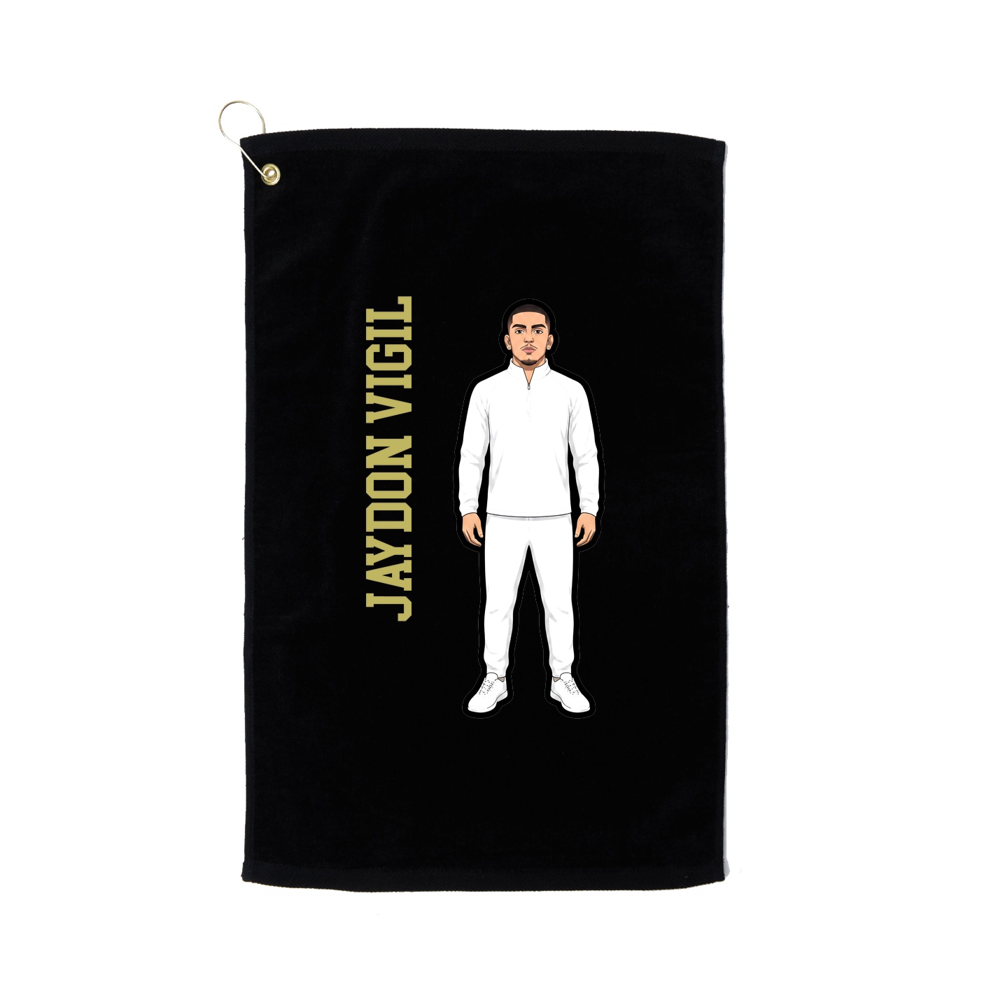 Golf Towel — Name Vertical in Black