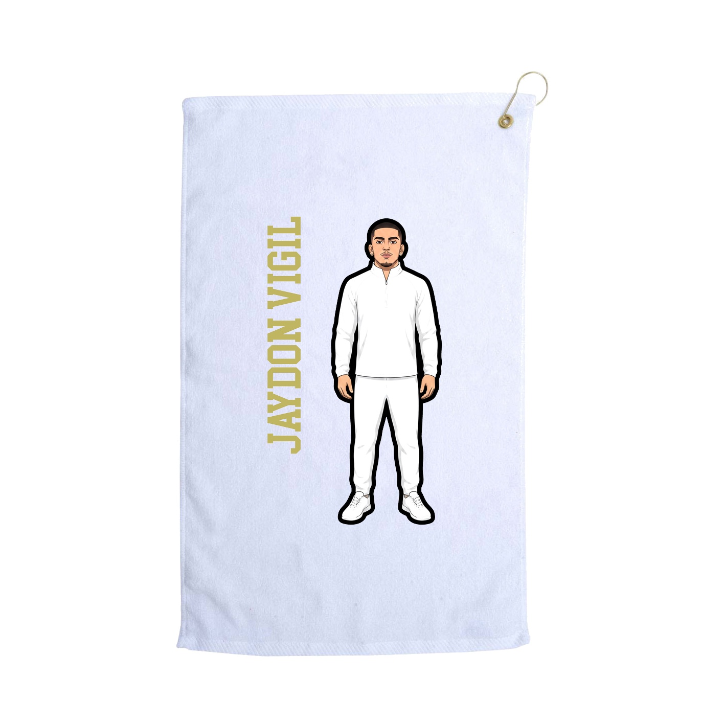 Golf Towel — Name Vertical in White