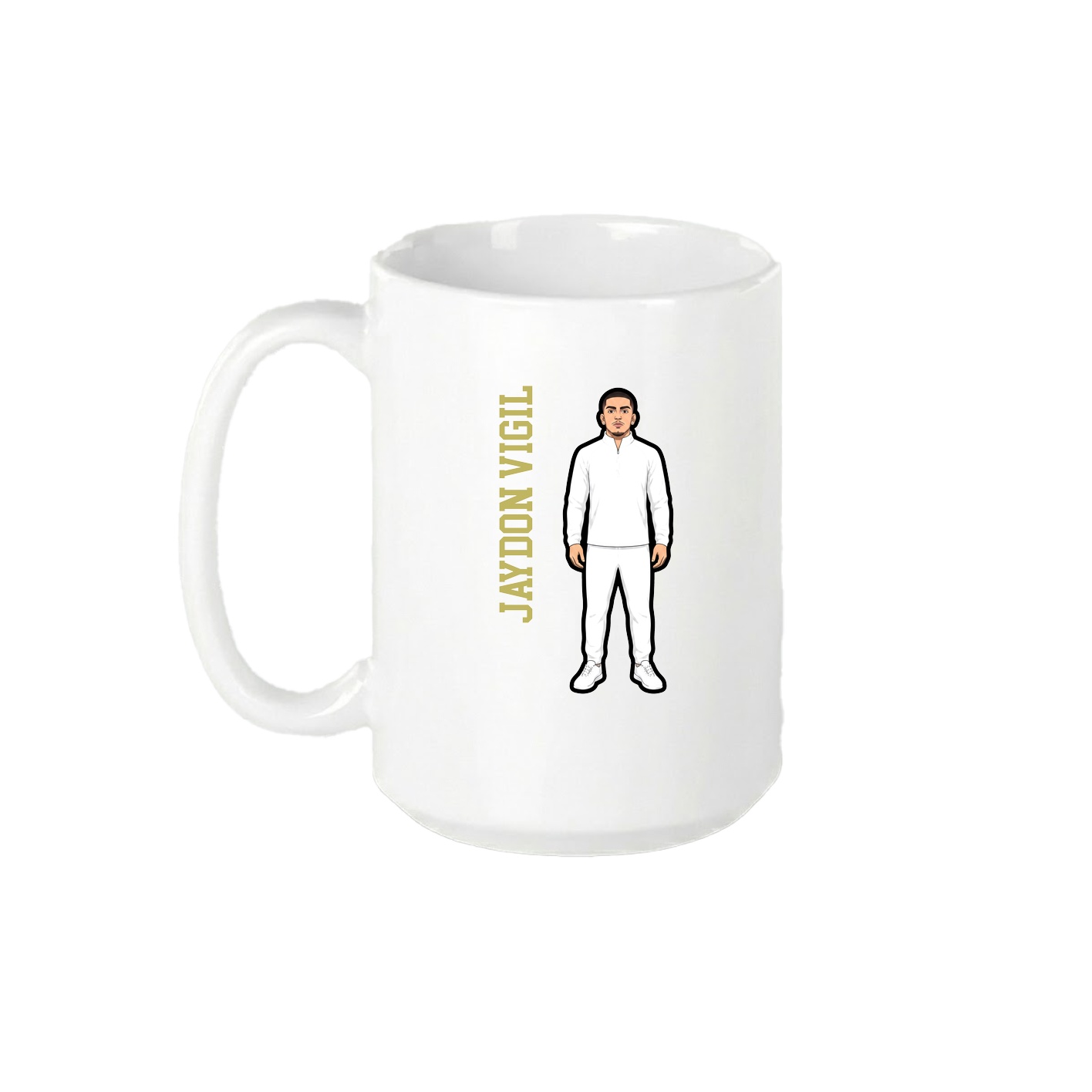 15oz Coffee Mug — Name Vertical in White