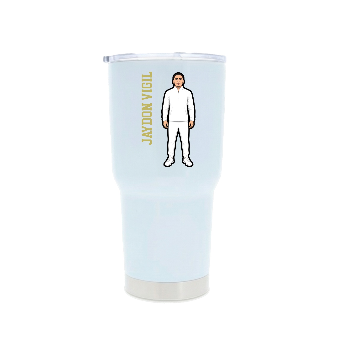 30oz Stainless Steel Tumbler — Name Vertical in White