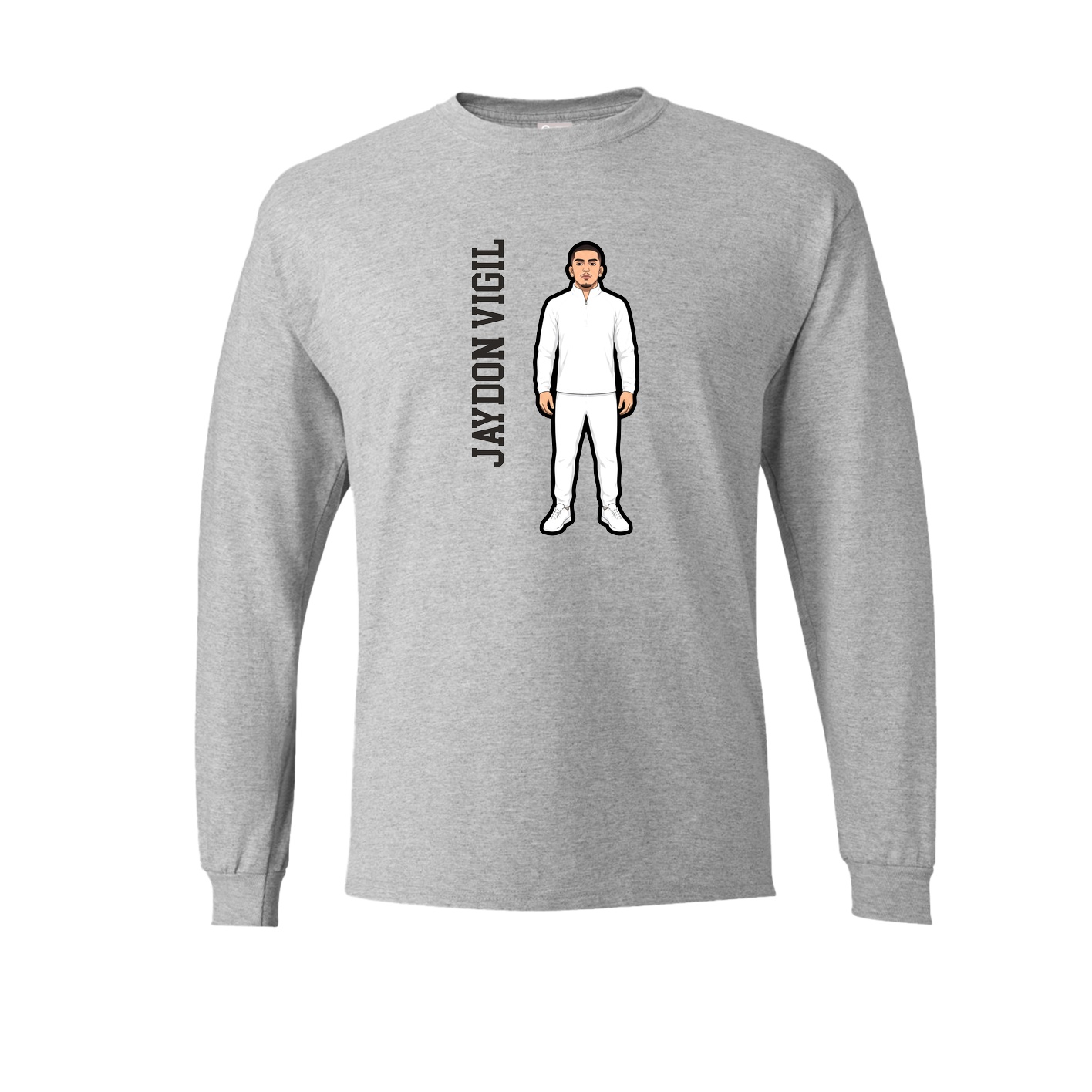 Long Sleeve Tee — Name Vertical in Grey