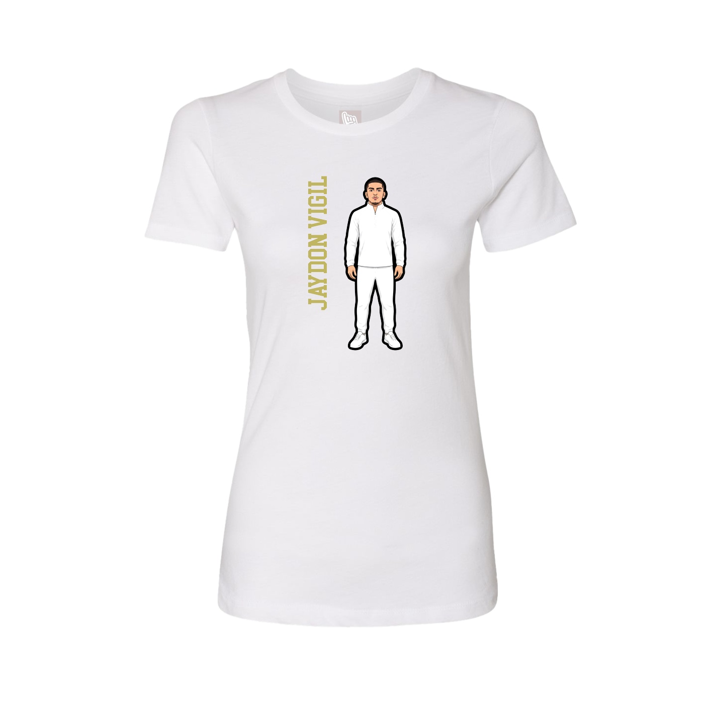 Womens Tee — Name Vertical in White