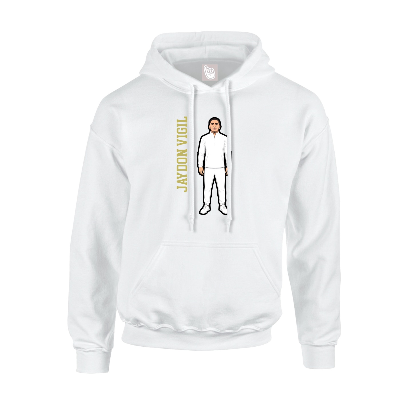 Youth Hoodie — Name Vertical in White