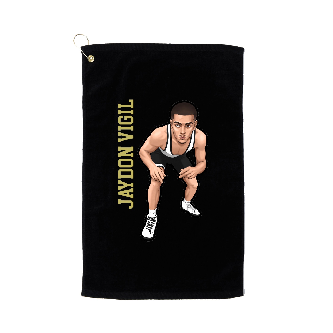 Golf Towel — Name Vertical in Black