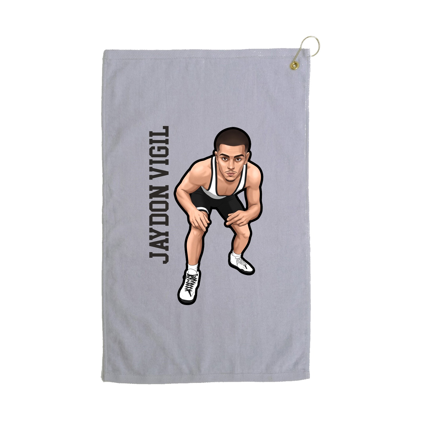 Golf Towel — Name Vertical in Grey